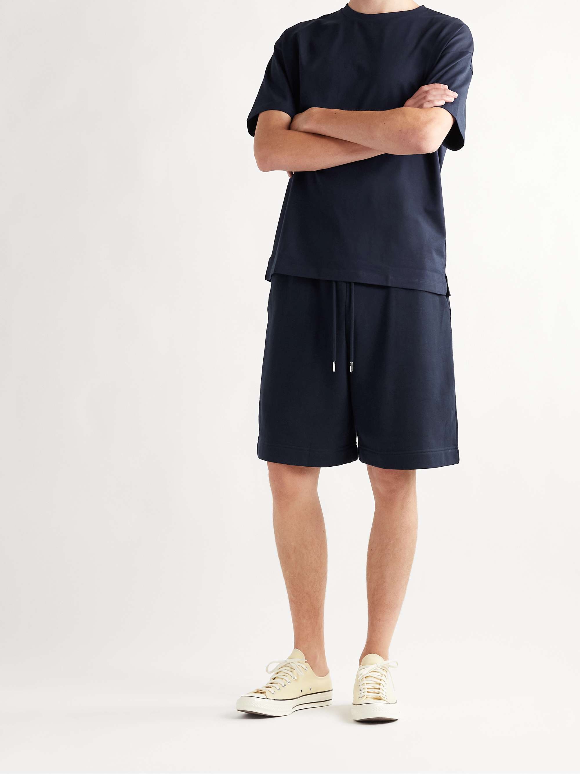 NINETY PERCENT Wide-Leg Organic Cotton-Jersey Drawstring Shorts