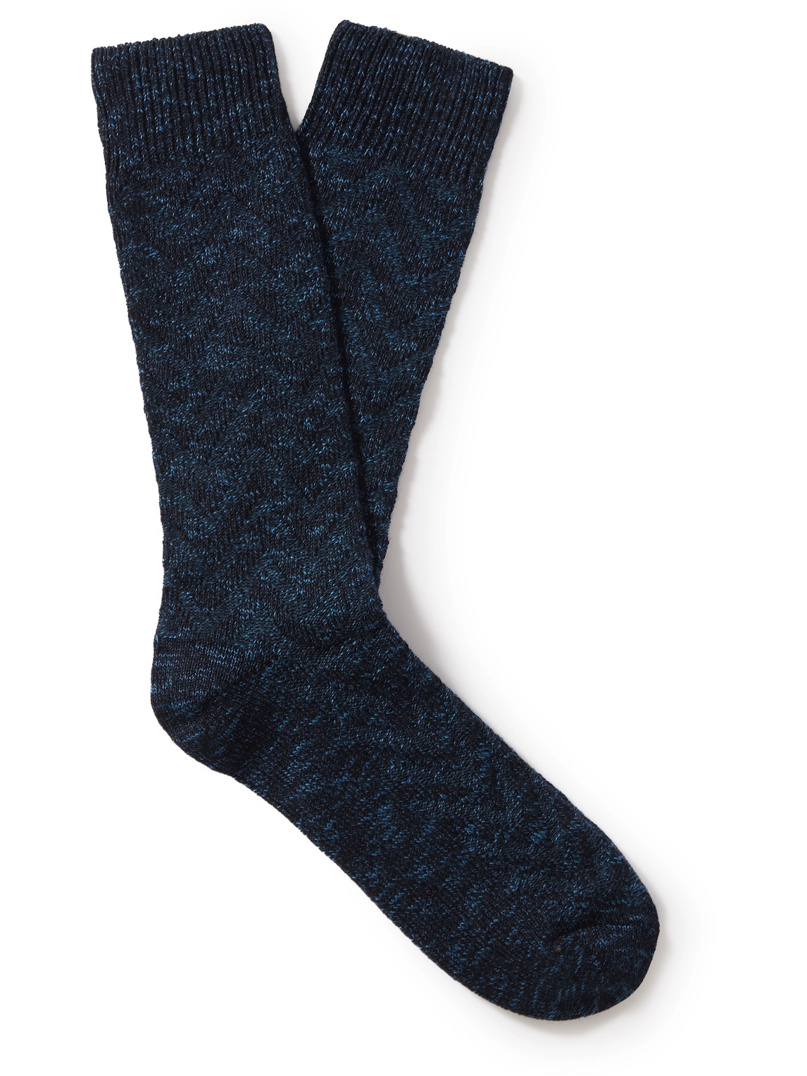 Ermenegildo Zegna Maxi Chevron Micro Modal-blend Socks In Blue
