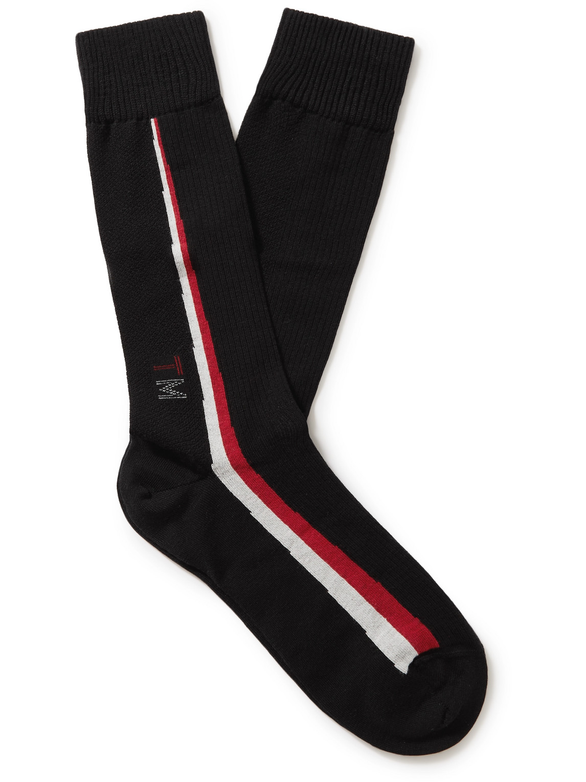Ermenegildo Zegna Striped Techmerino Wool-blend Socks In Black