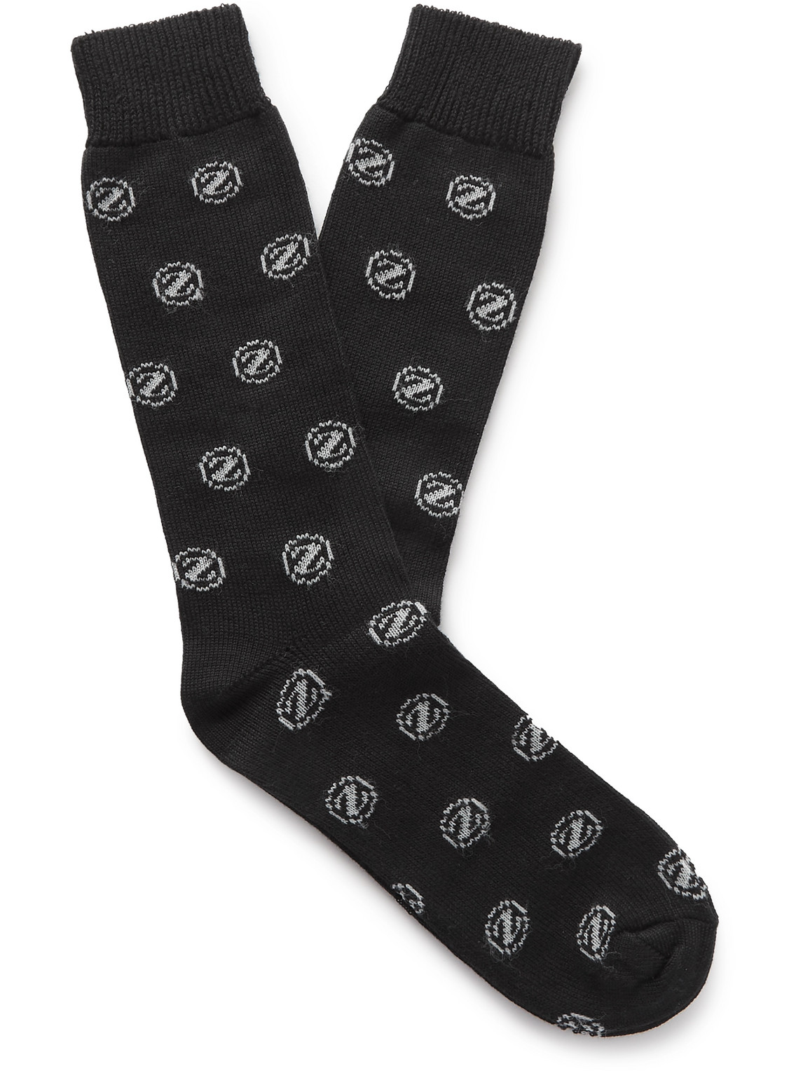 Ermenegildo Zegna Logo-jacquard Cotton-blend Socks In Black