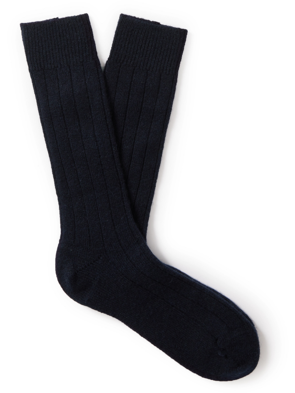 Ermenegildo Zegna Ribbed Cashmere-blend Socks In Blue