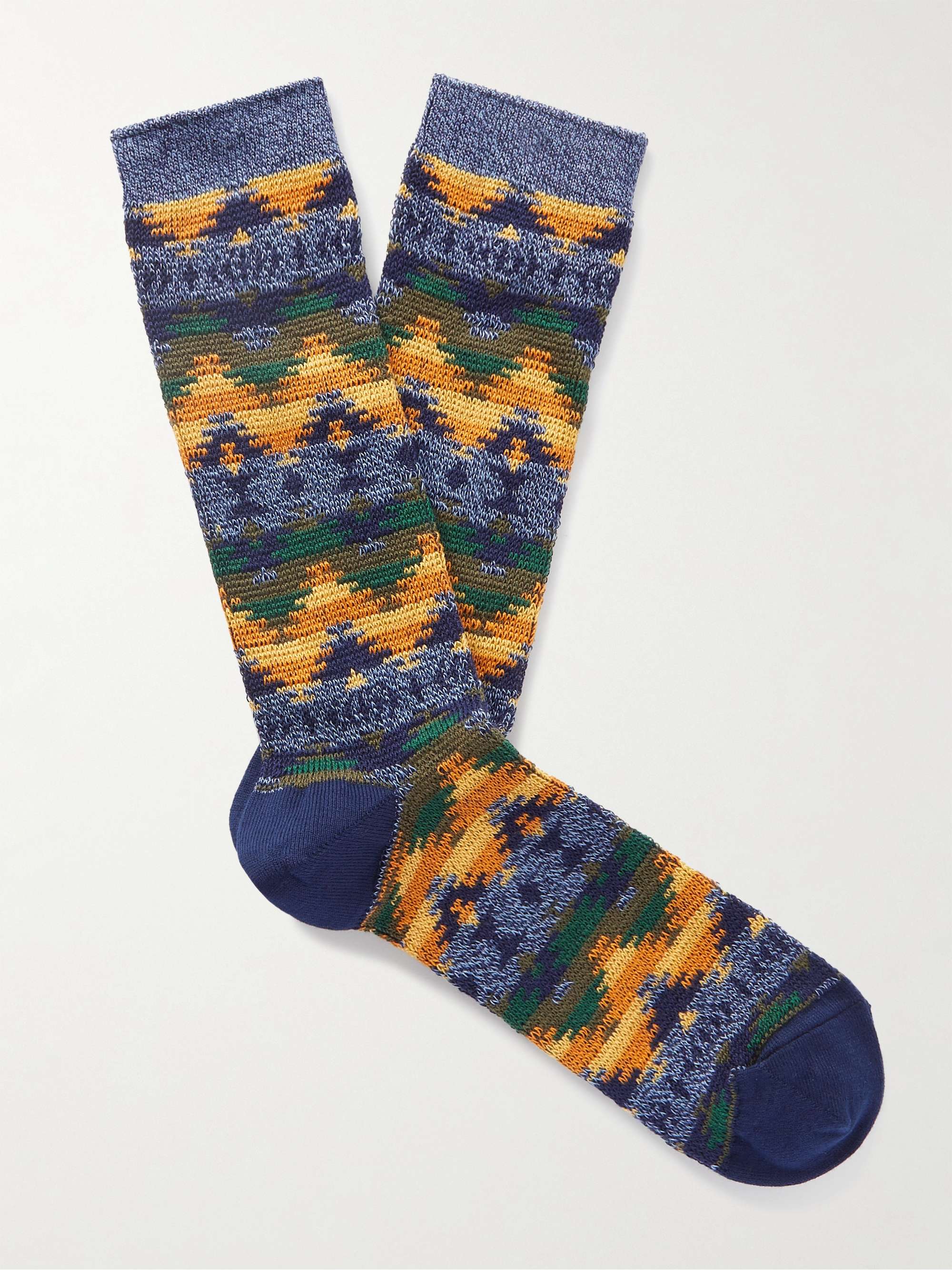 ANONYMOUS ISM Wigwam Cotton-Blend Jacquard Socks