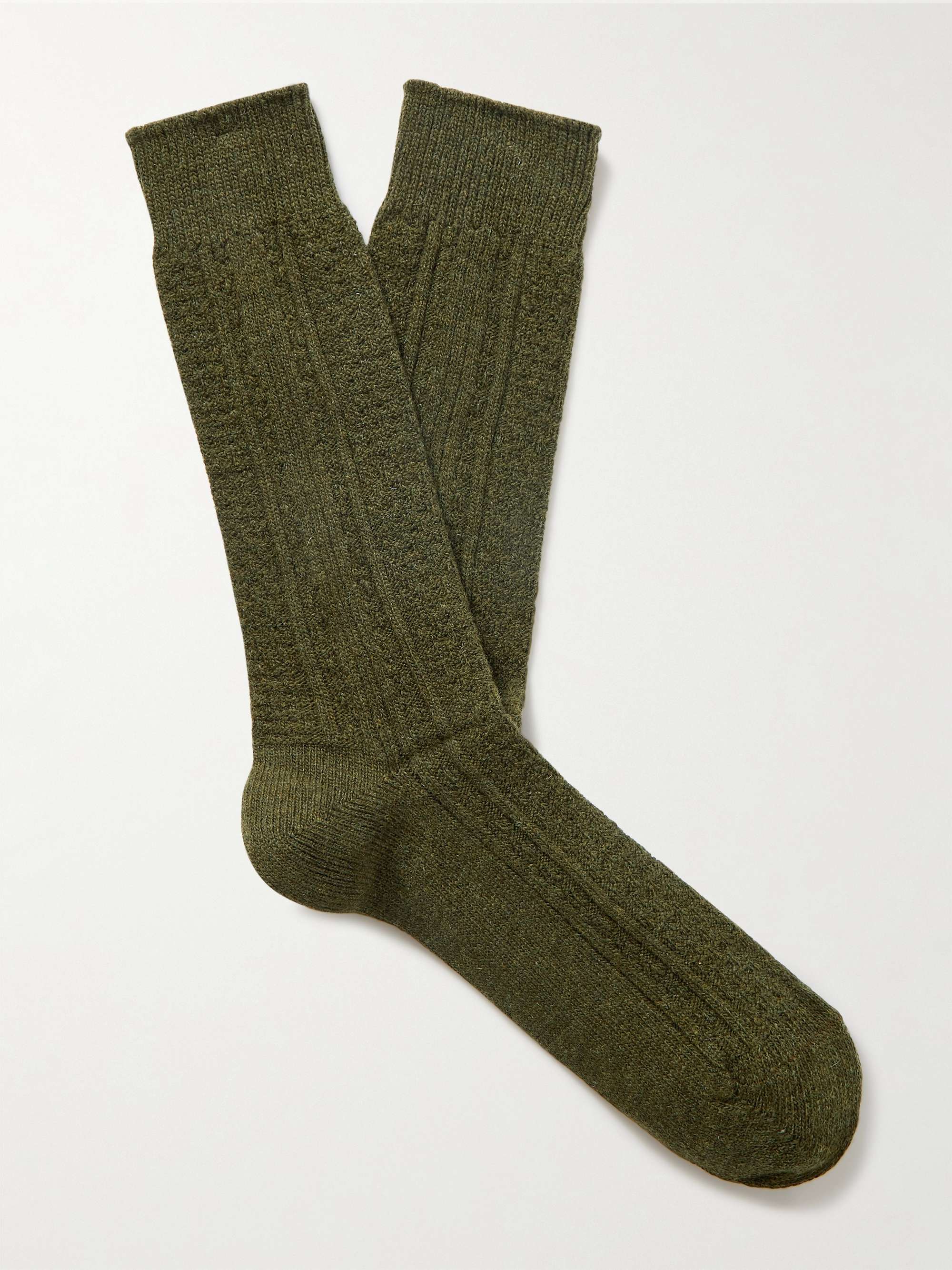 ANONYMOUS ISM Cable-Knit Cashmere-Blend Socks
