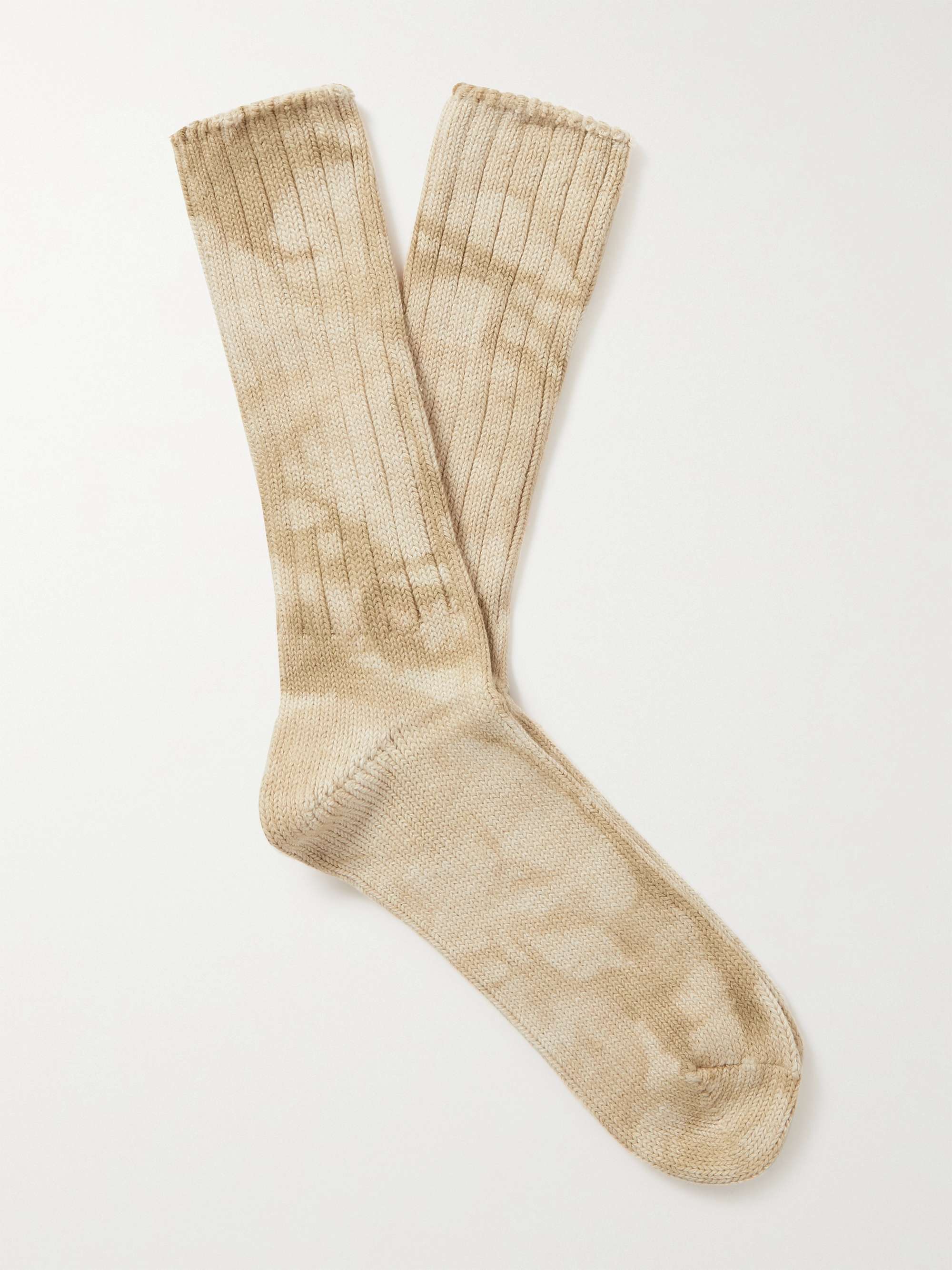 ANONYMOUS ISM GOHEMP Ribbed Tie-Dyed Cotton-Blend Socks