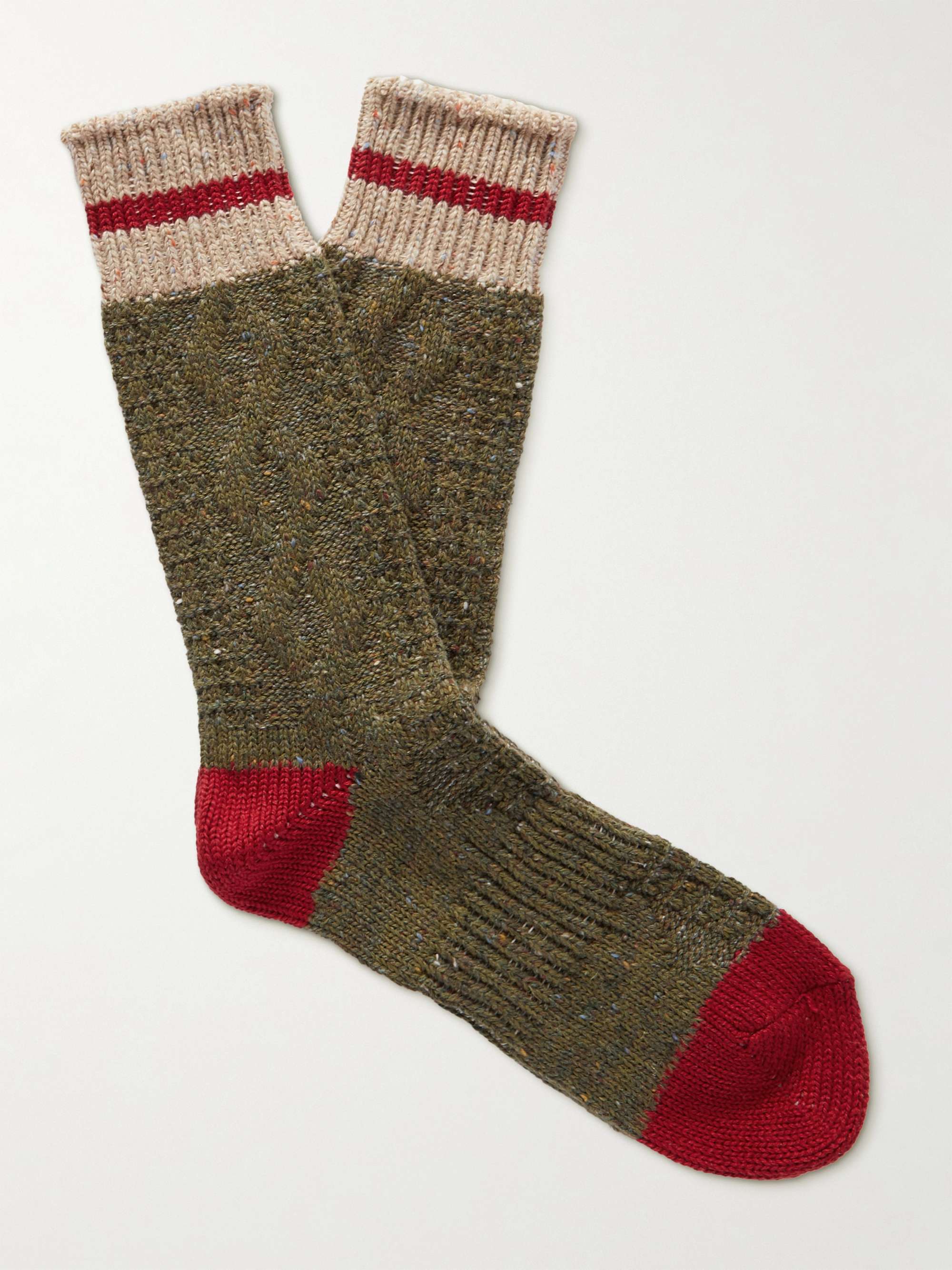 ANONYMOUS ISM Mélange Cable-Knit Socks