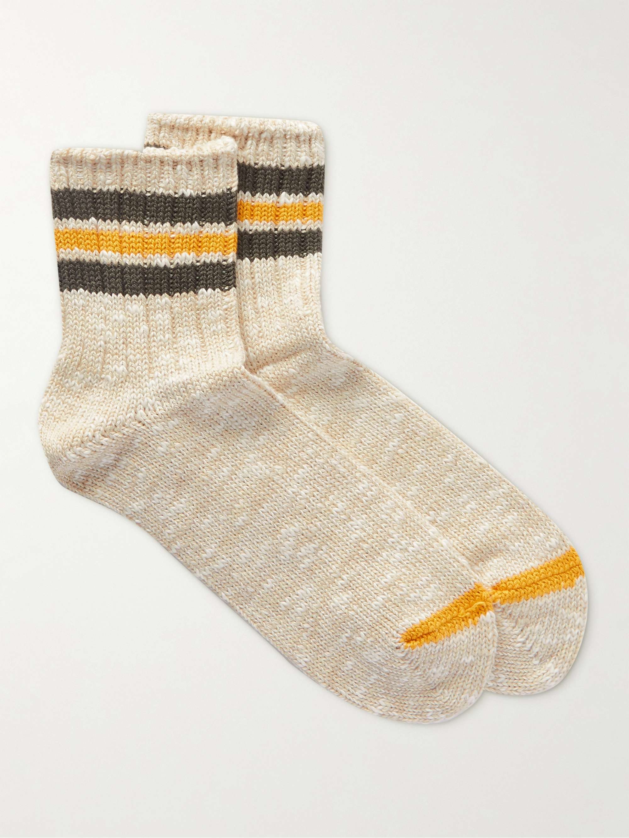 ANONYMOUS ISM Striped Cotton-Blend Socks