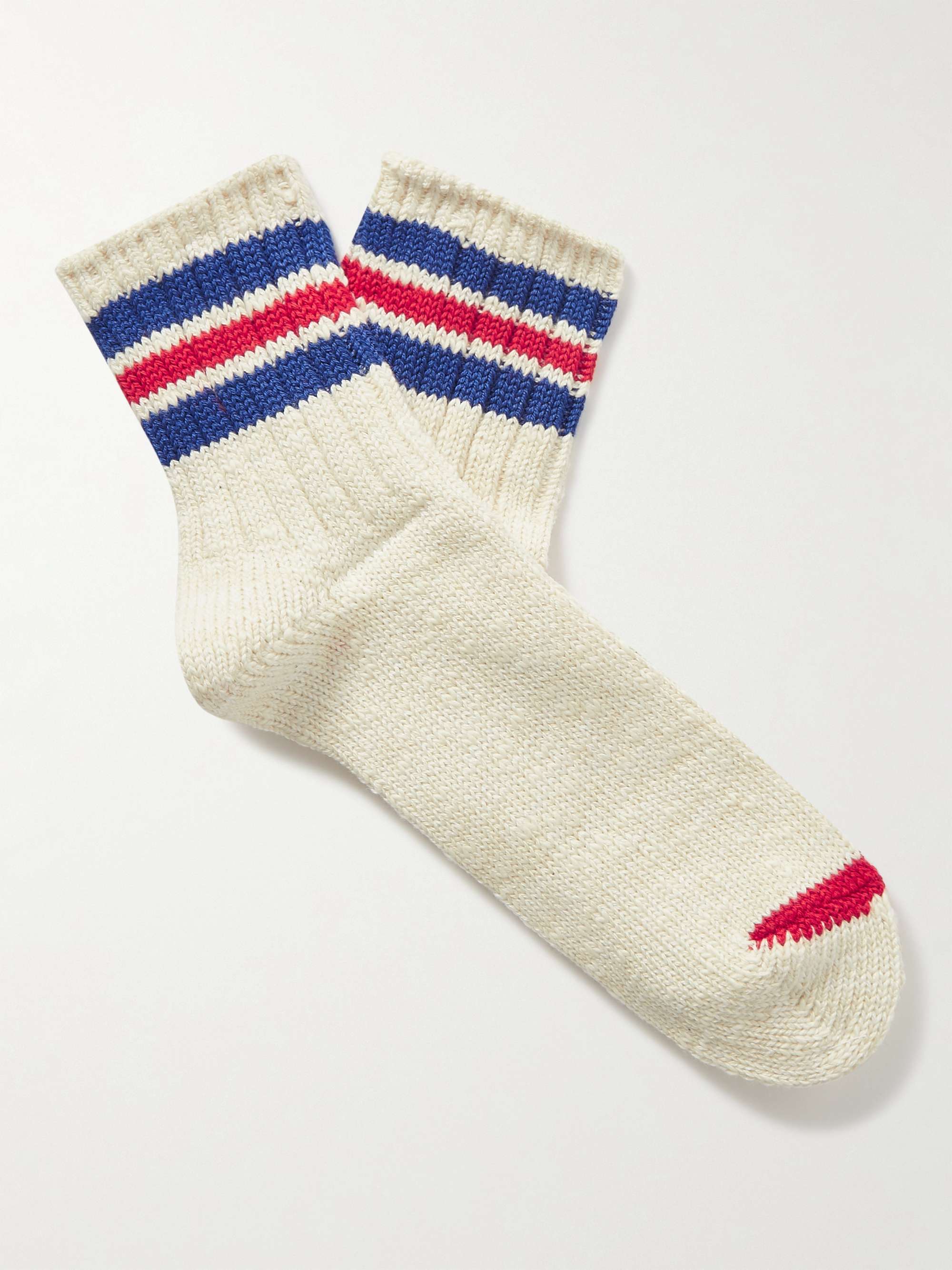 ANONYMOUS ISM Striped Ribbed Cotton-Blend Socks