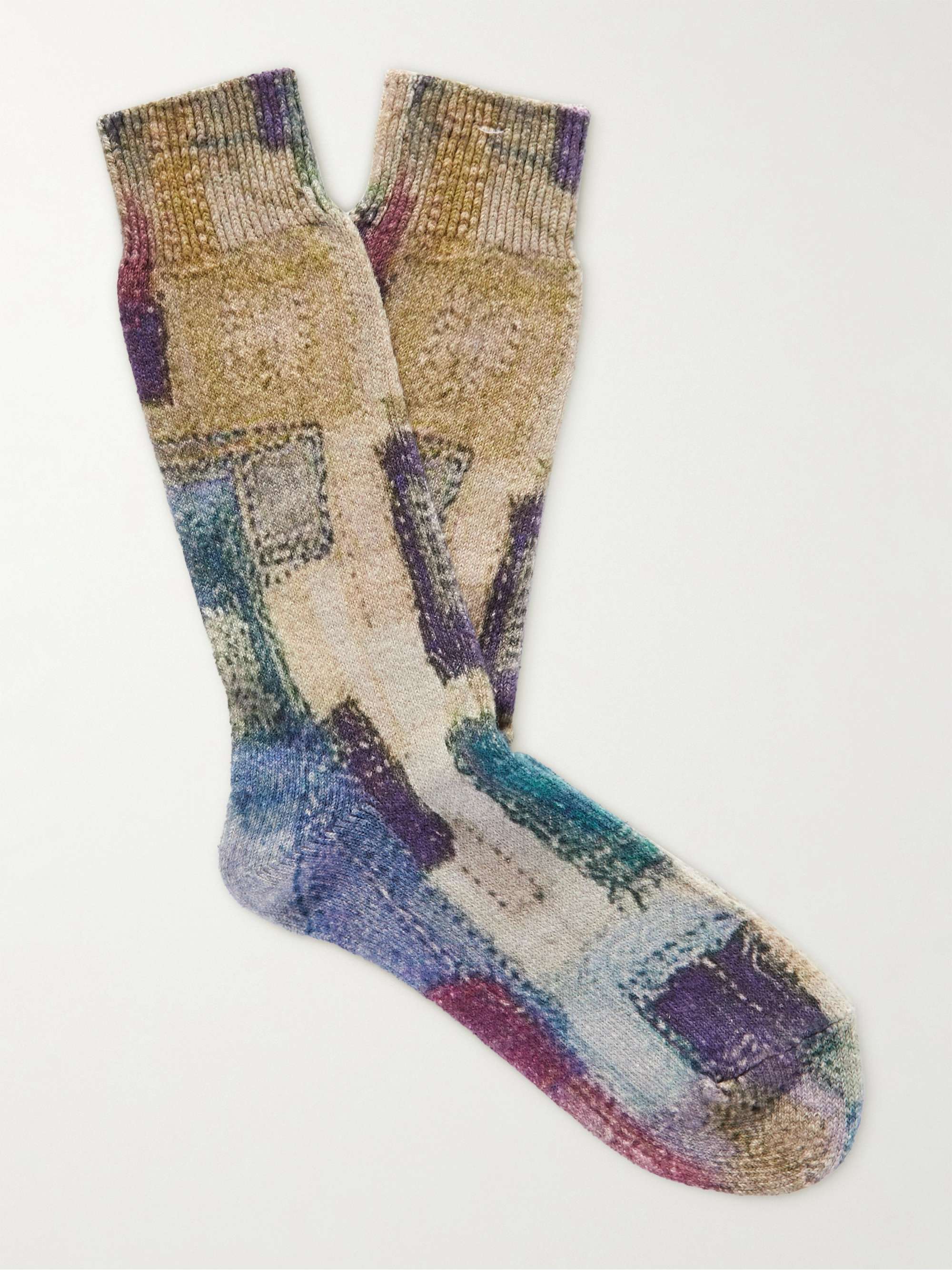 ANONYMOUS ISM Printed Cotton-Blend Socks