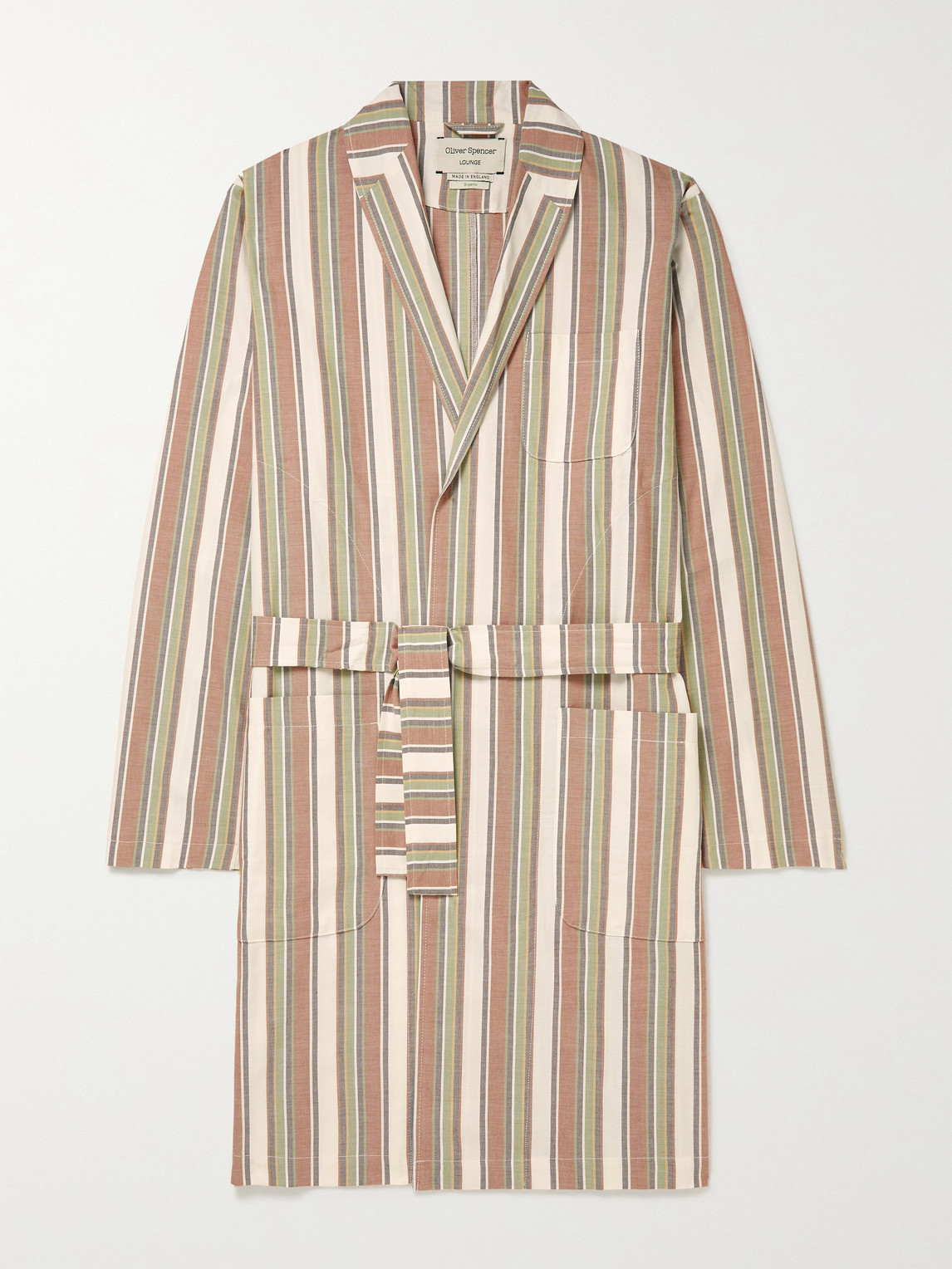 Oliver Spencer Loungewear Canvey Striped Organic Cotton Robe In Multi