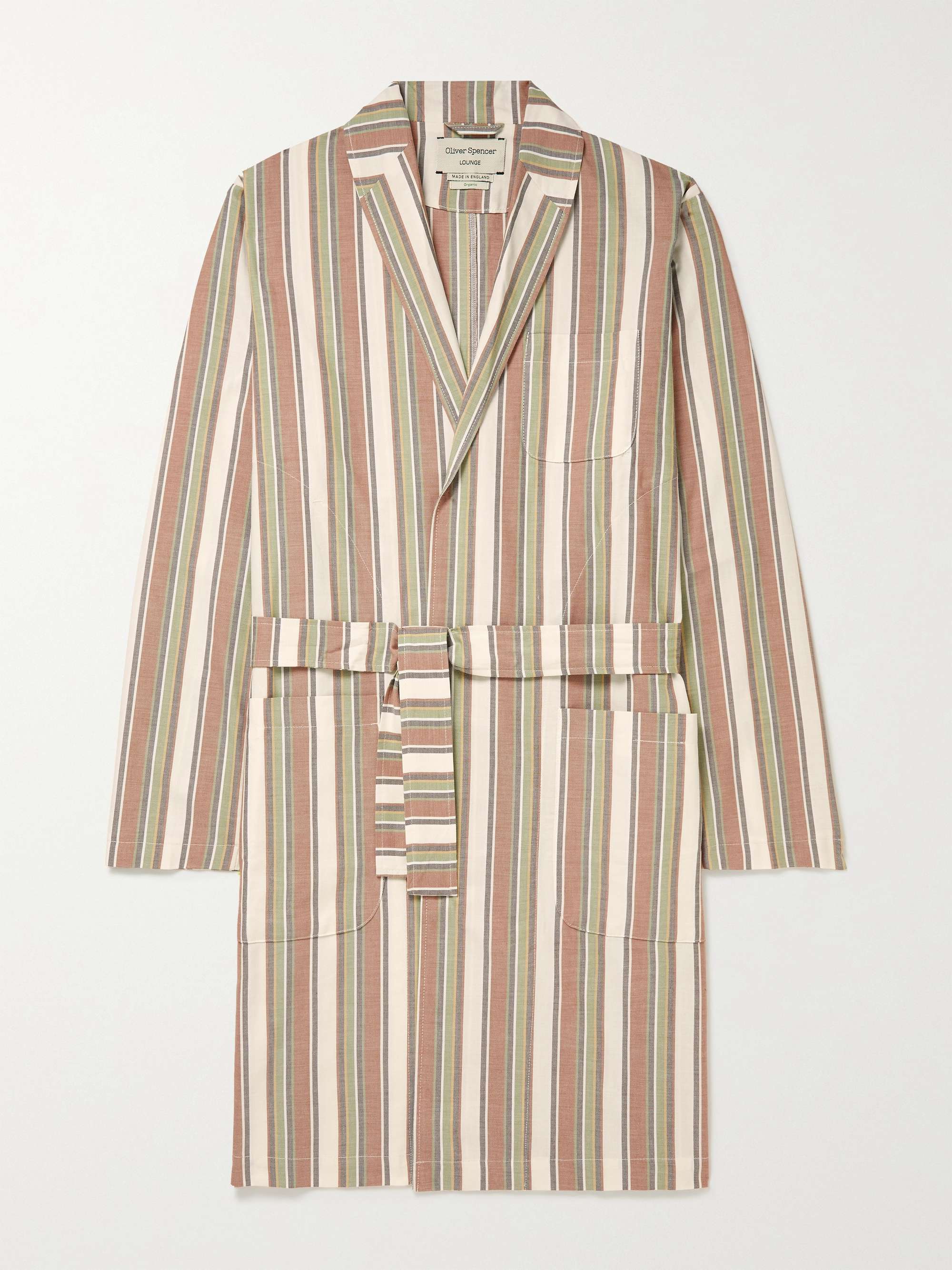 OLIVER SPENCER LOUNGEWEAR Canvey Striped Organic Cotton Robe
