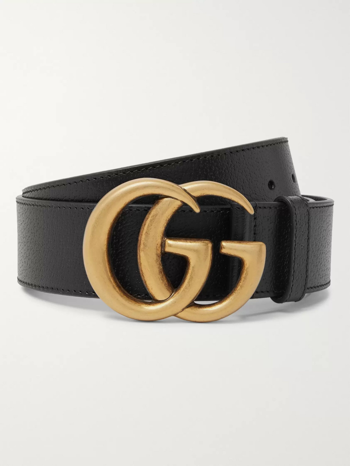 Gucci Gg Marmont Leather Belt With Shiny Buckle In Black Leather | ModeSens