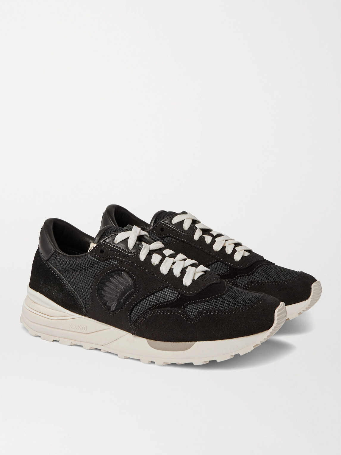 VISVIM ROLAND LEATHER-TRIMMED SUEDE AND MESH SNEAKERS