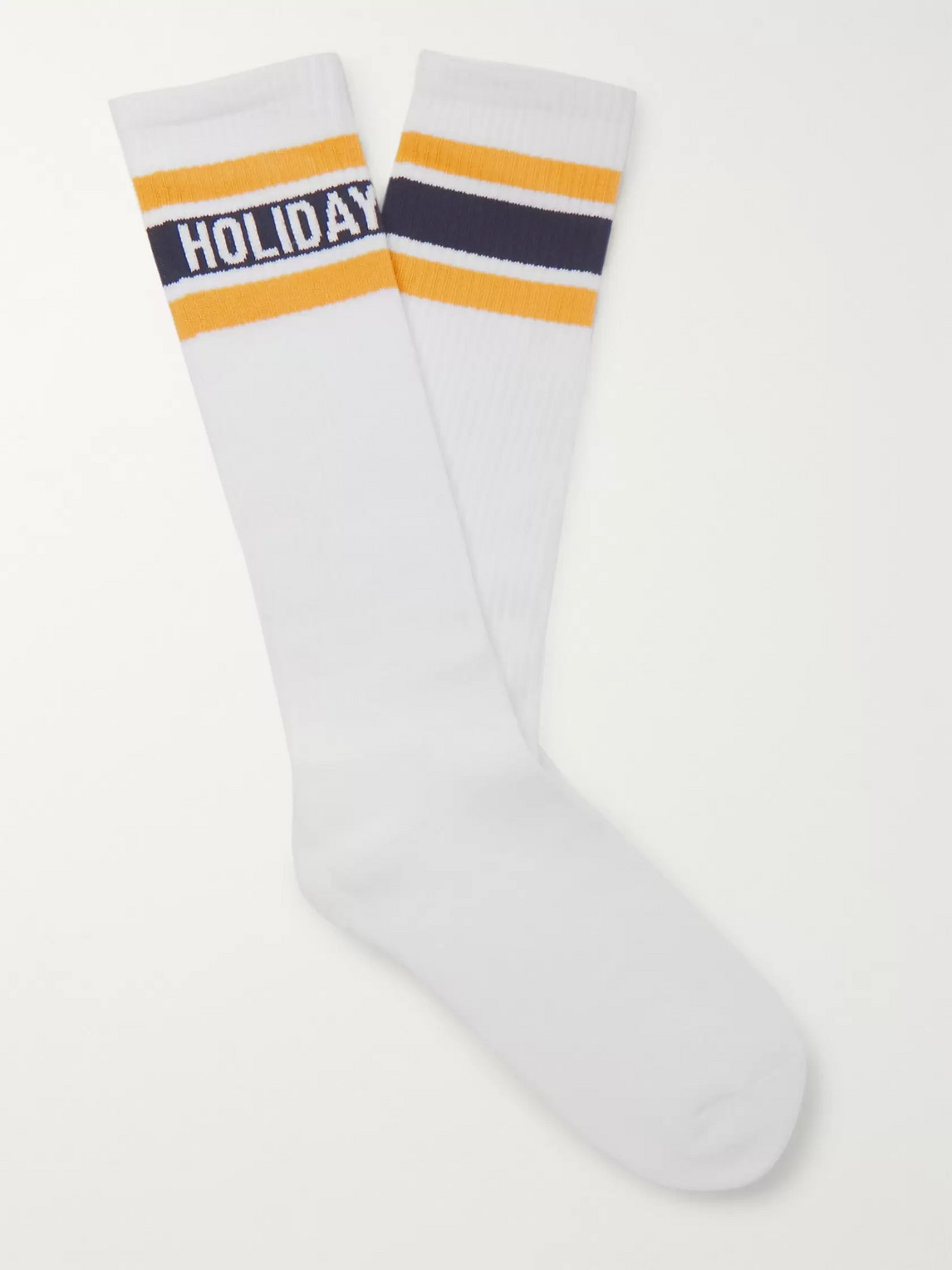 Holiday Boileau Striped Logo-intarsia Cotton-blend Socks In Yellow