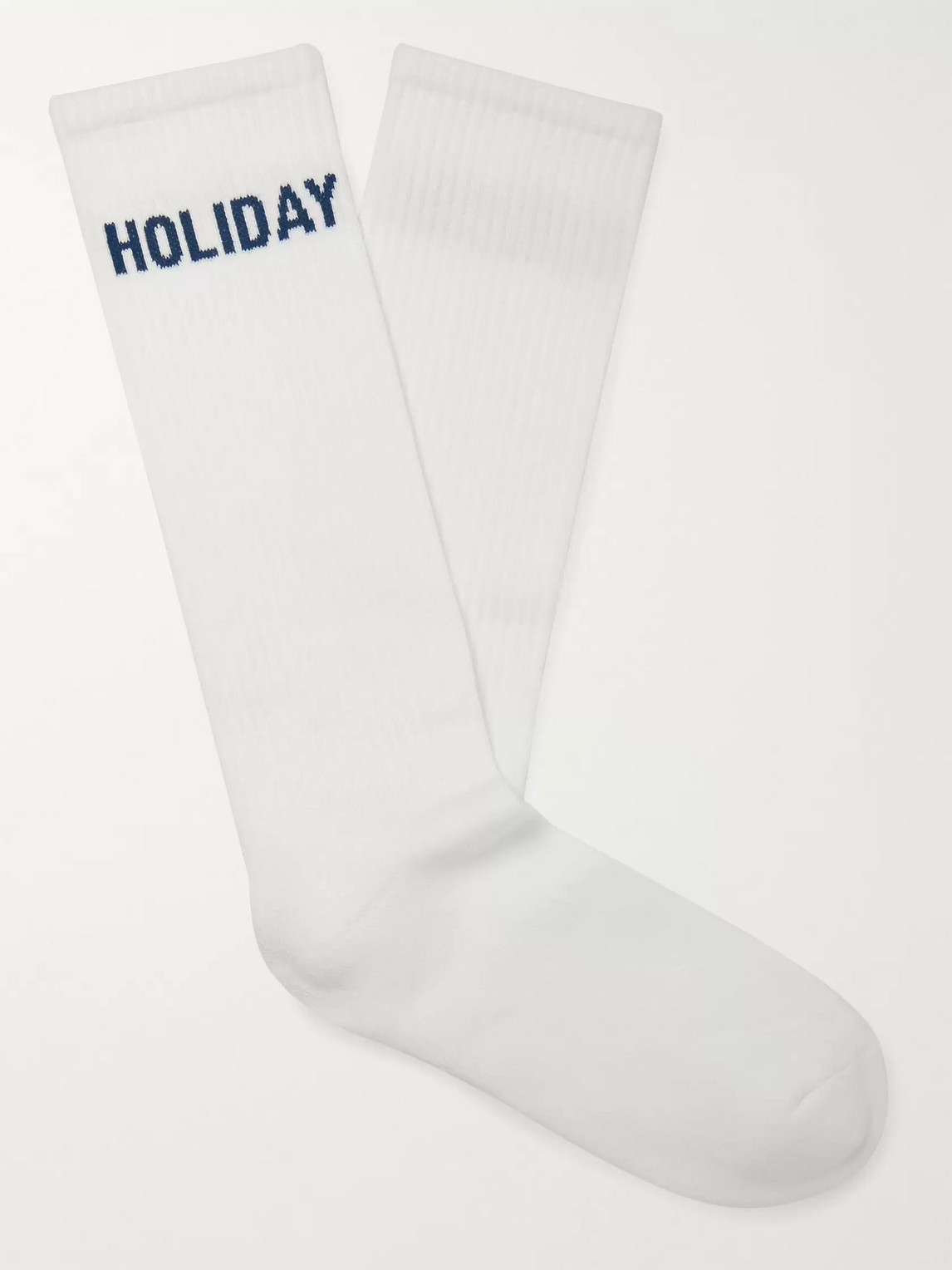 Holiday Boileau Logo-intarsia Ribbed Cotton-blend Socks In Neutrals