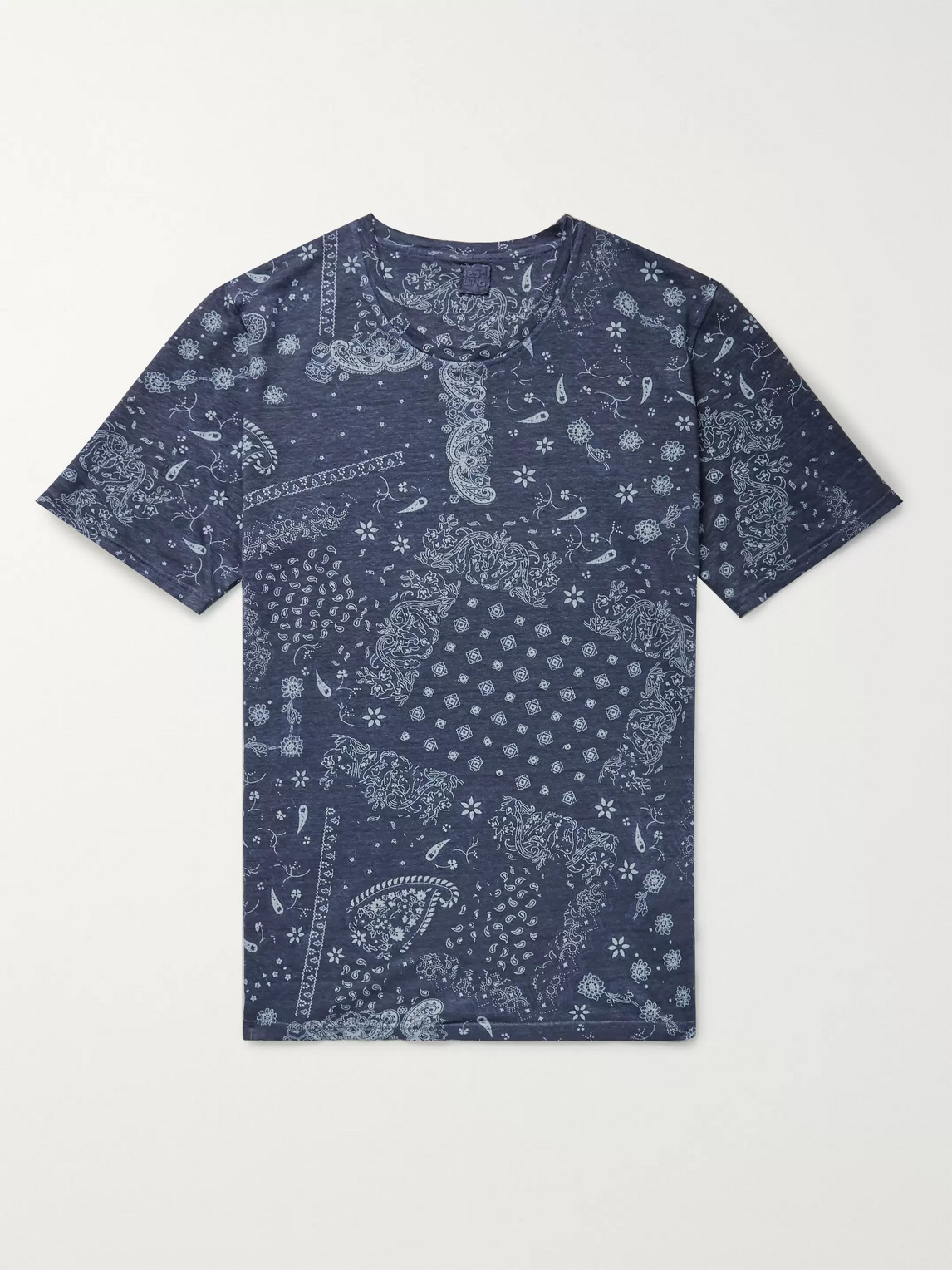 120% Paisley-print Cotton-jersey T-shirt In Blue