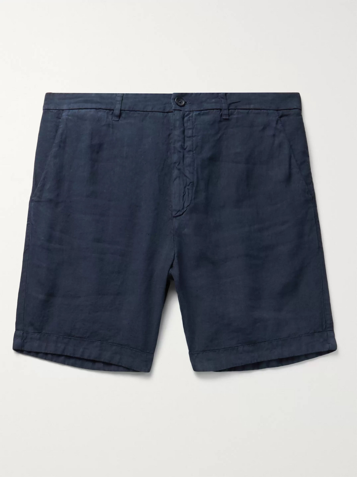 120% Linen Shorts In Blue
