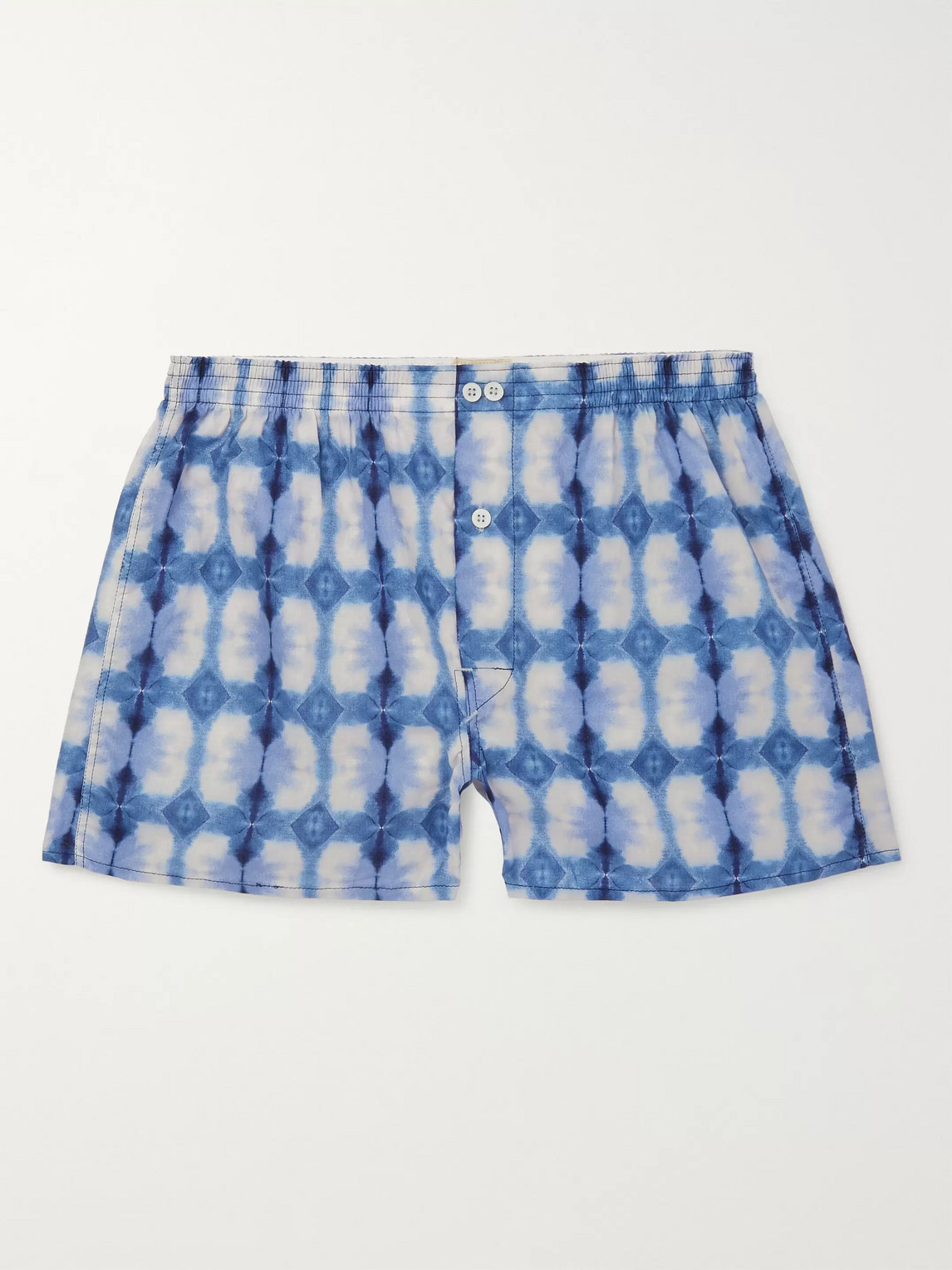 Anonymous Ism Tie-dyed Cotton Boxer Shorts In Blue