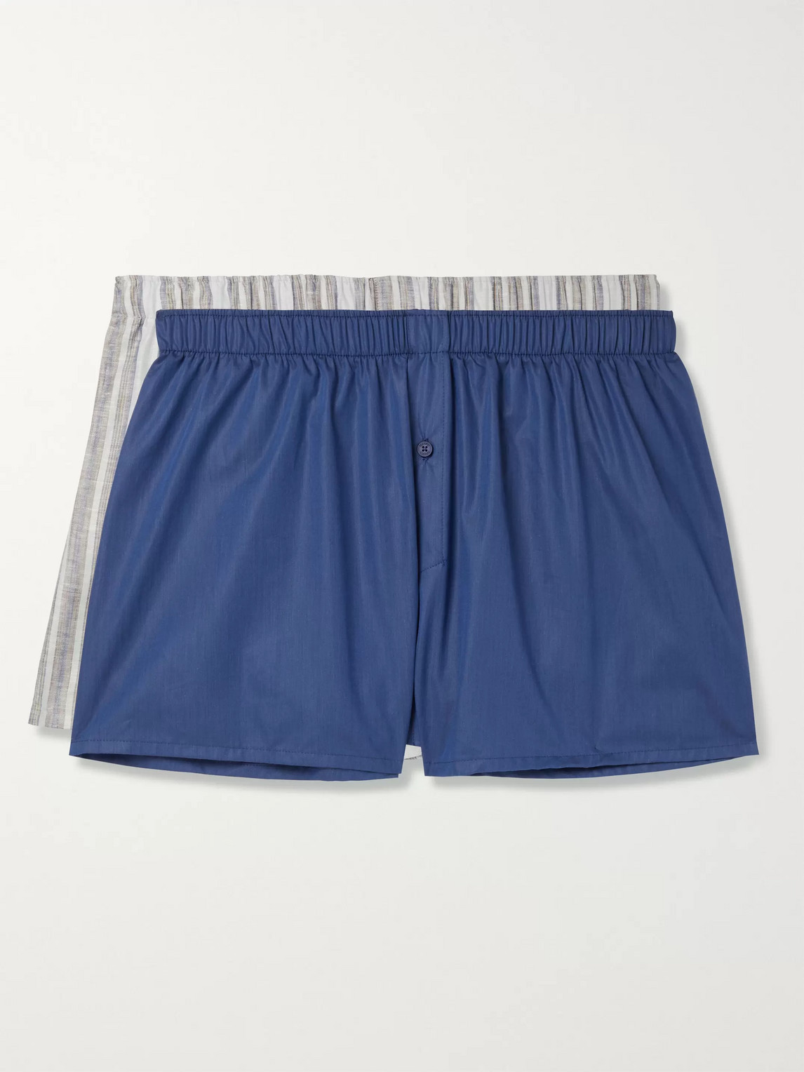 Hanro Two-pack Cotton Boxer Shorts In Blue