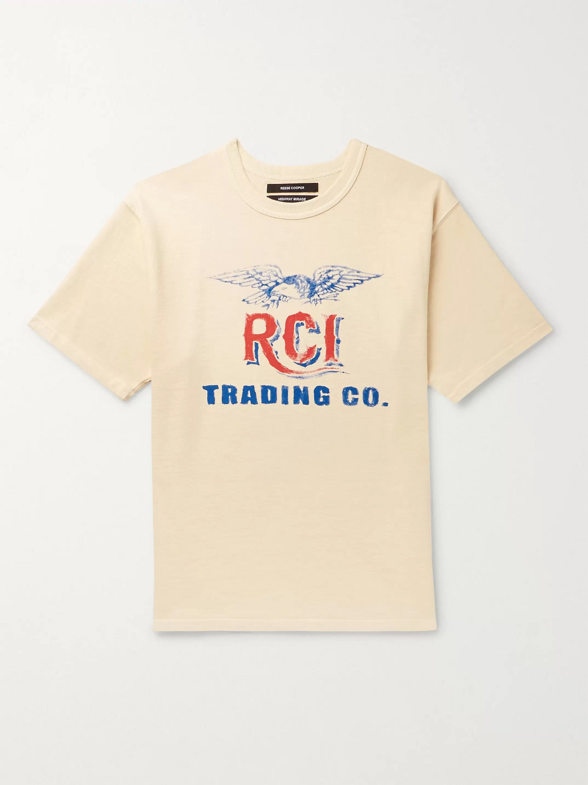 Reese Cooper Logo-print Cotton-jersey T-shirt In Neutrals