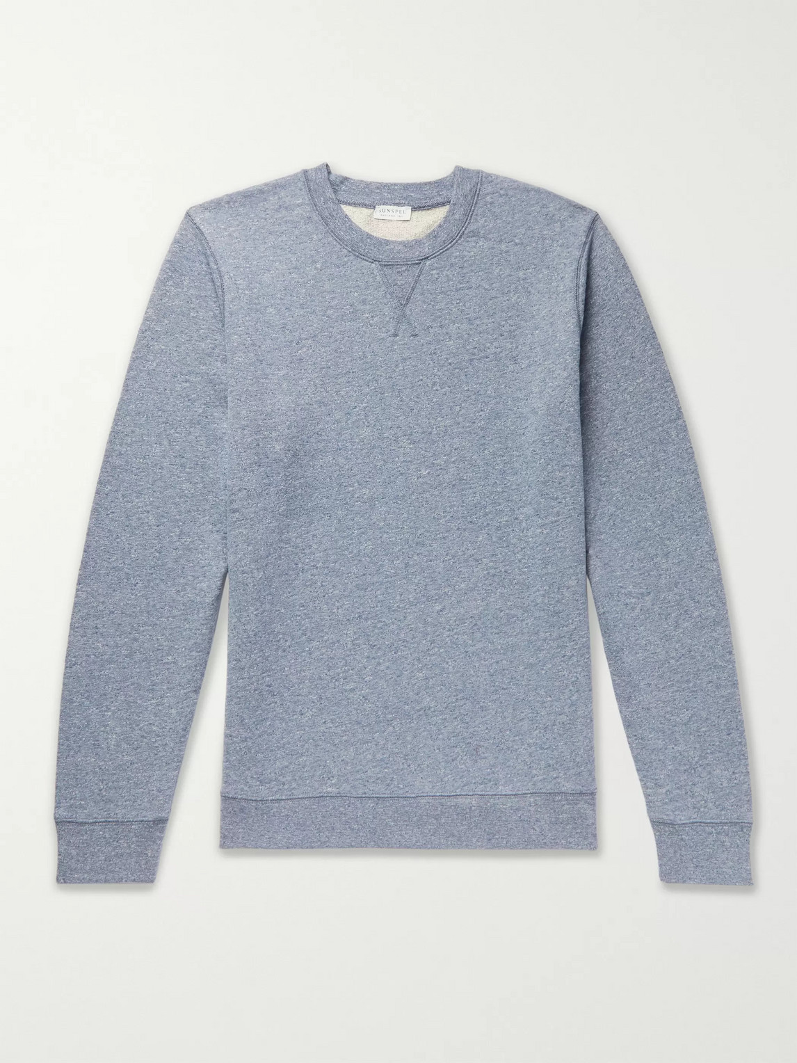 Sunspel Mélange Loopback Cotton-jersey Sweatshirt In Blue