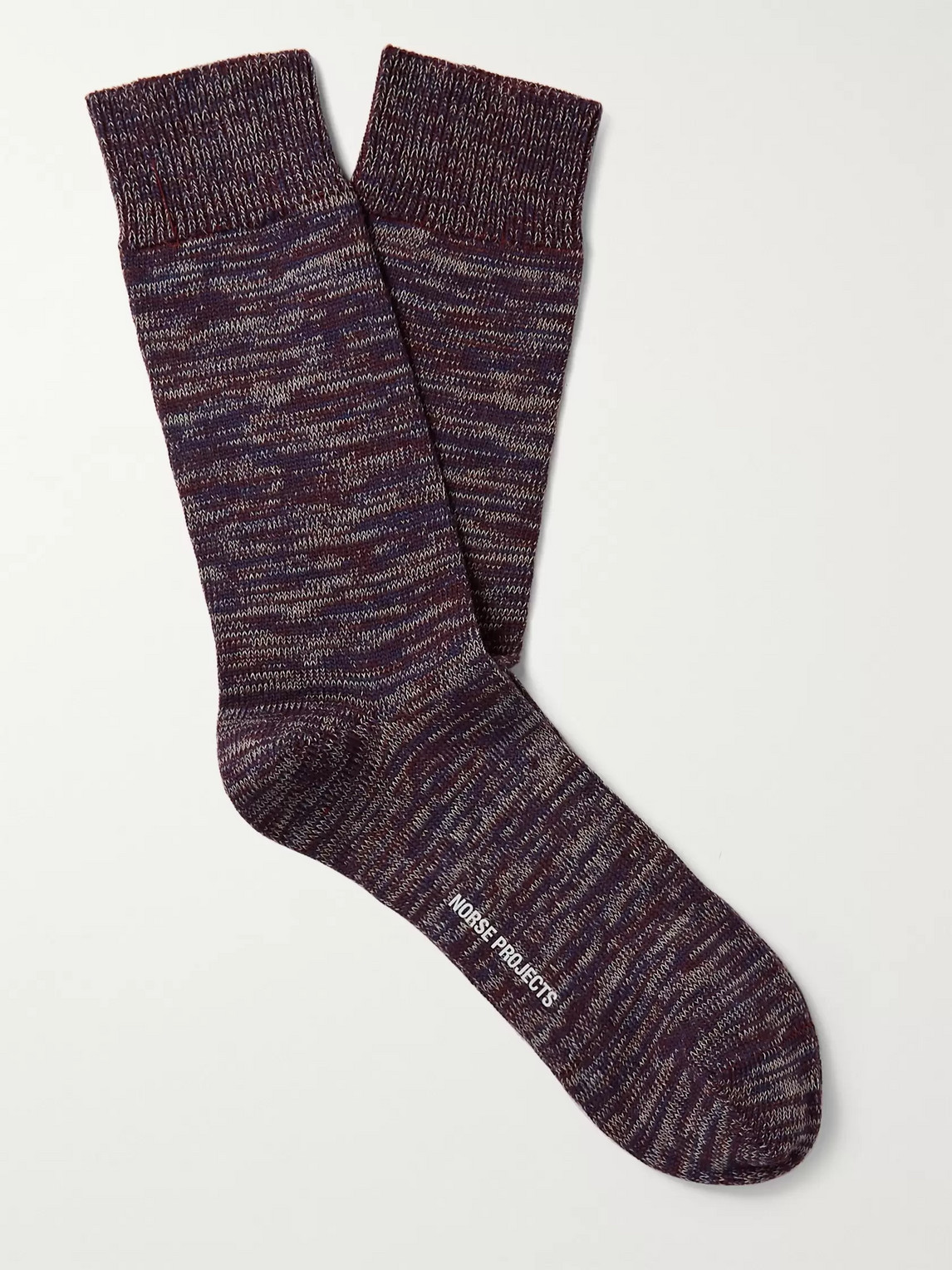 Norse Projects Bjarki Mélange Cotton-blend Socks In Purple