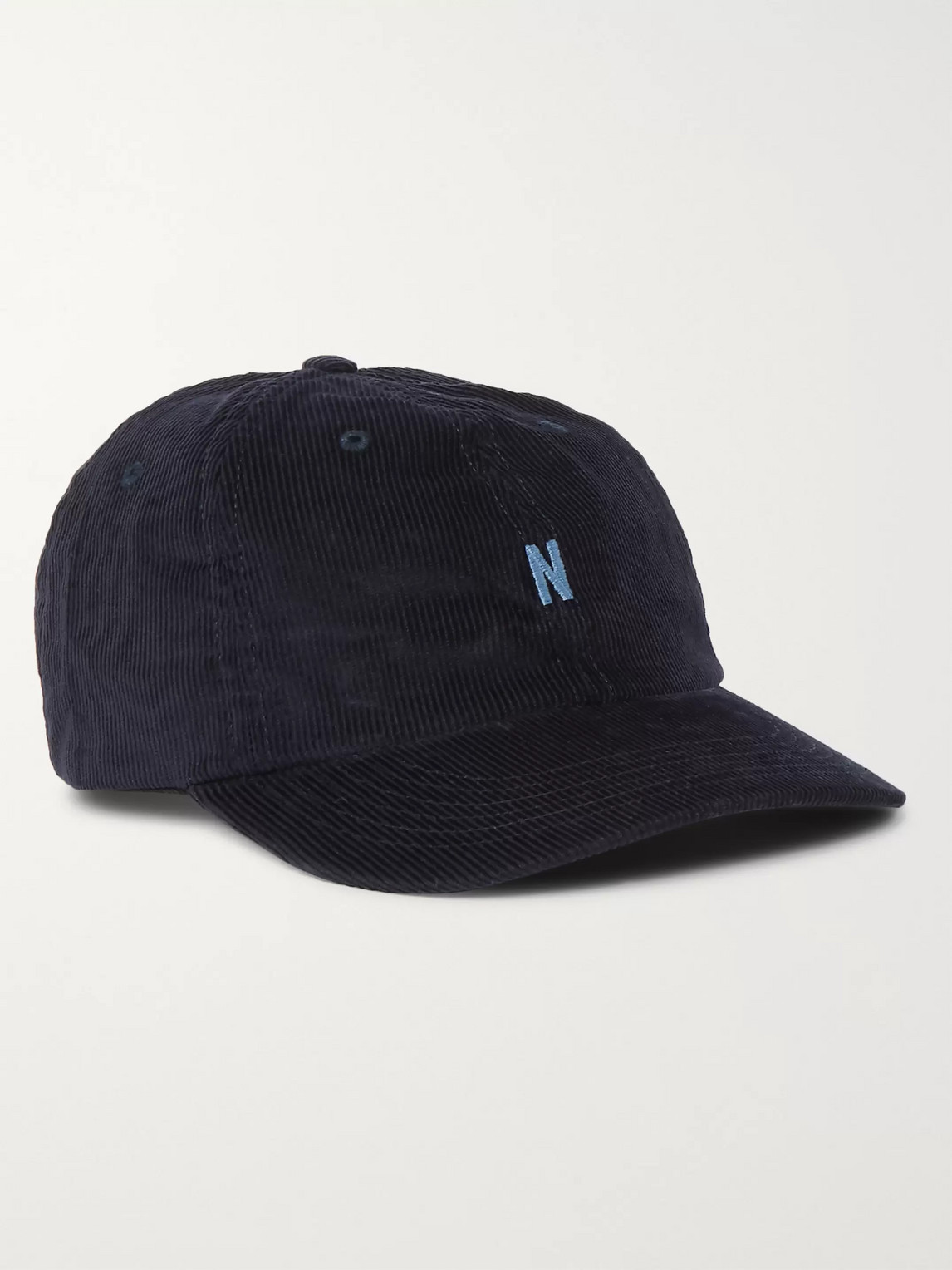 Norse Projects Logo-embroidered Cotton-corduroy Baseball Cap In Blue