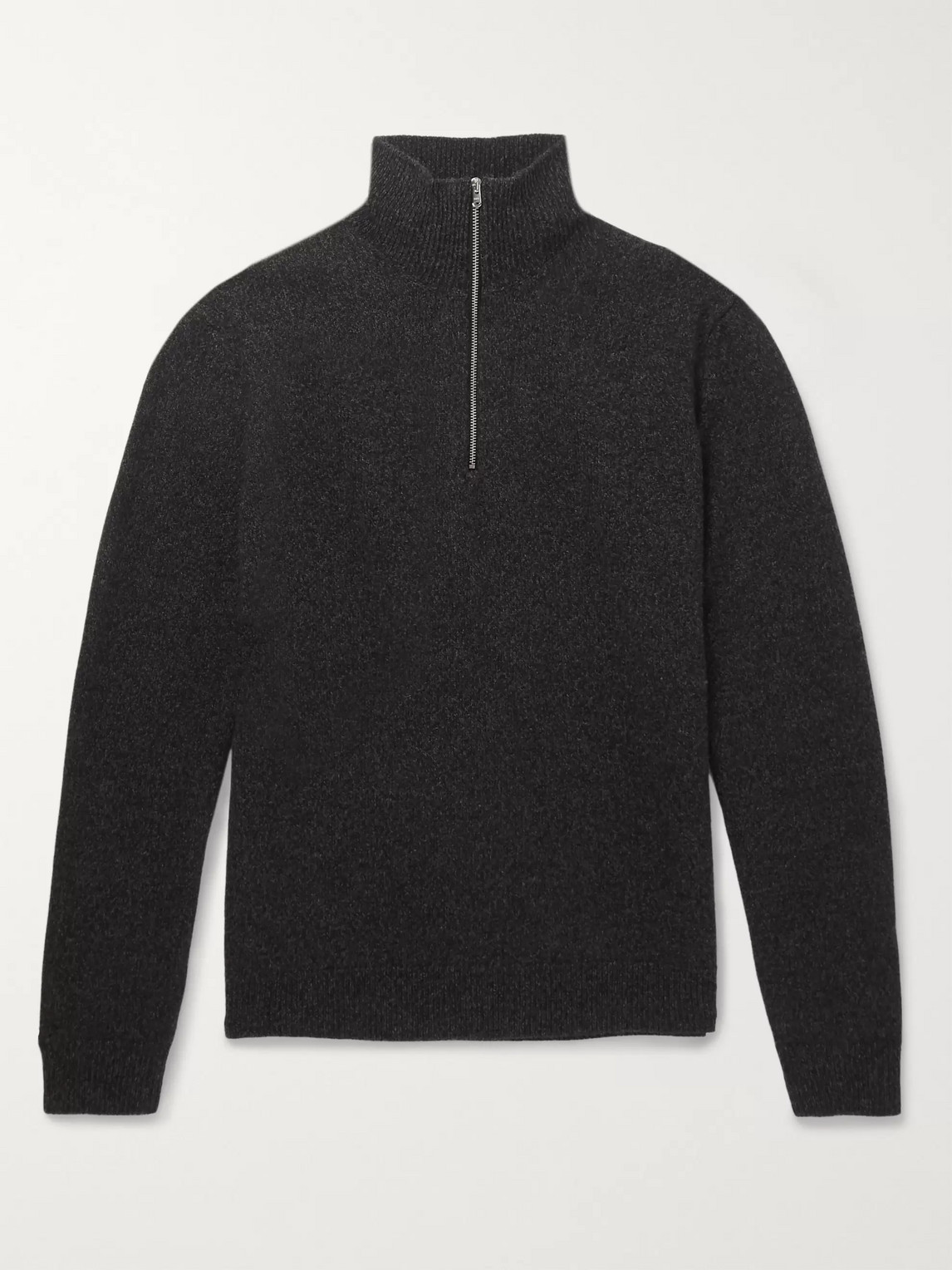 Norse Projects Fjord Slim-fit Mélange Merino Wool Half-zip Sweater In Gray
