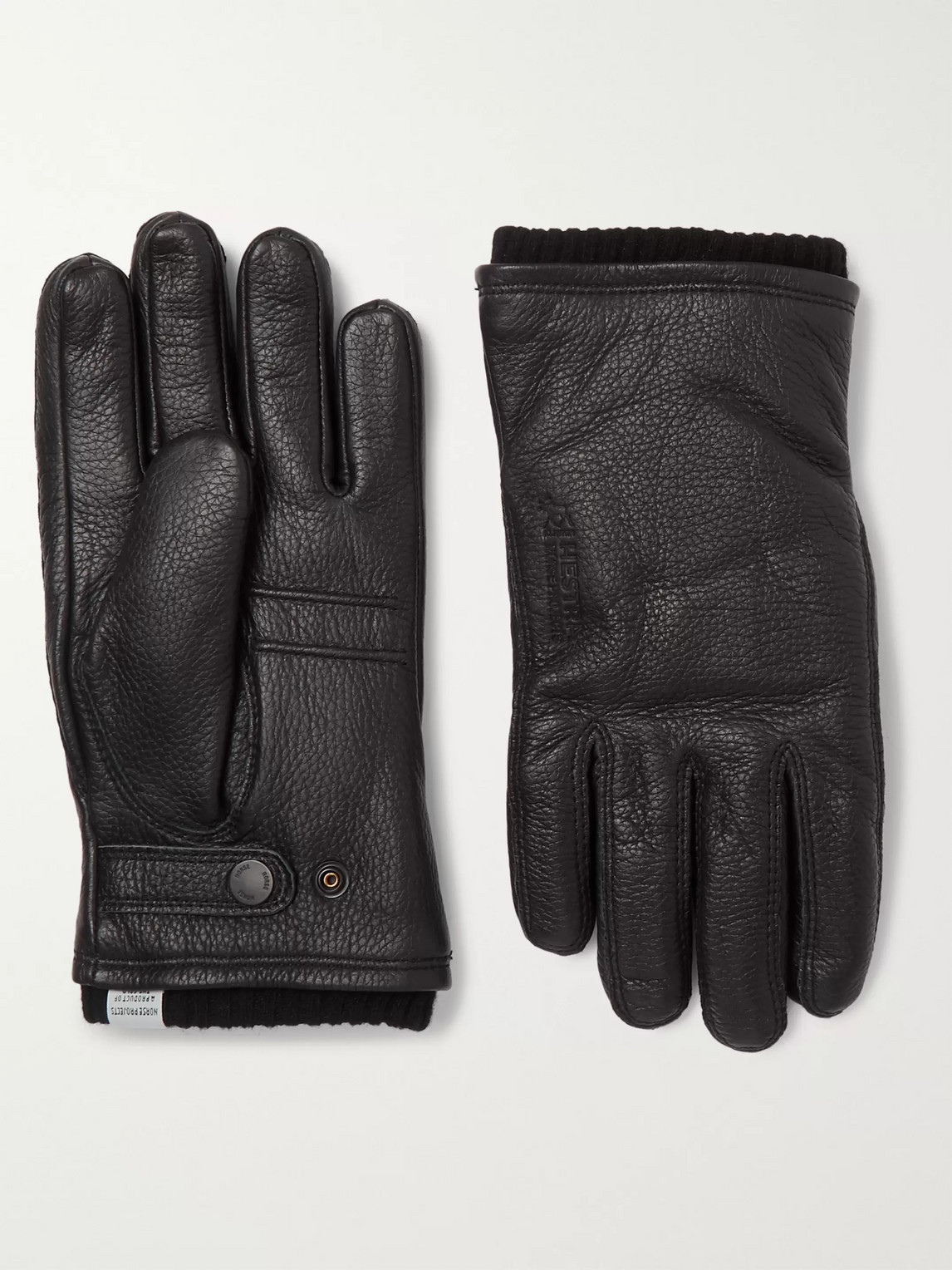 Norse Projects Hestra Utsjo Wool Blend-lined Full-grain Leather Gloves In Black