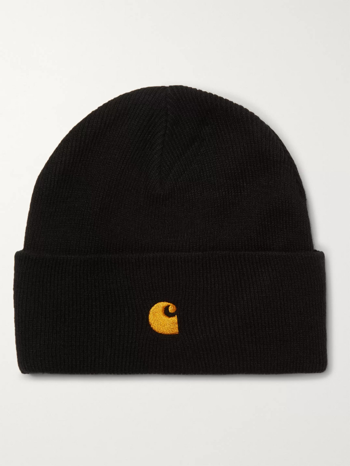 CARHARTT CHASE LOGO-EMBROIDERED RIBBED-KNIT BEANIE