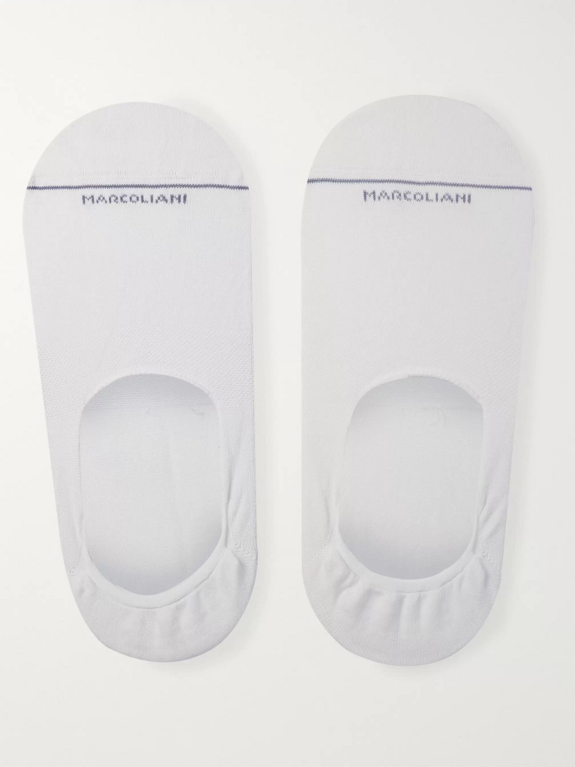 Marcoliani Invisible Touch Stretch Pima Cotton-blend No-show Socks In White