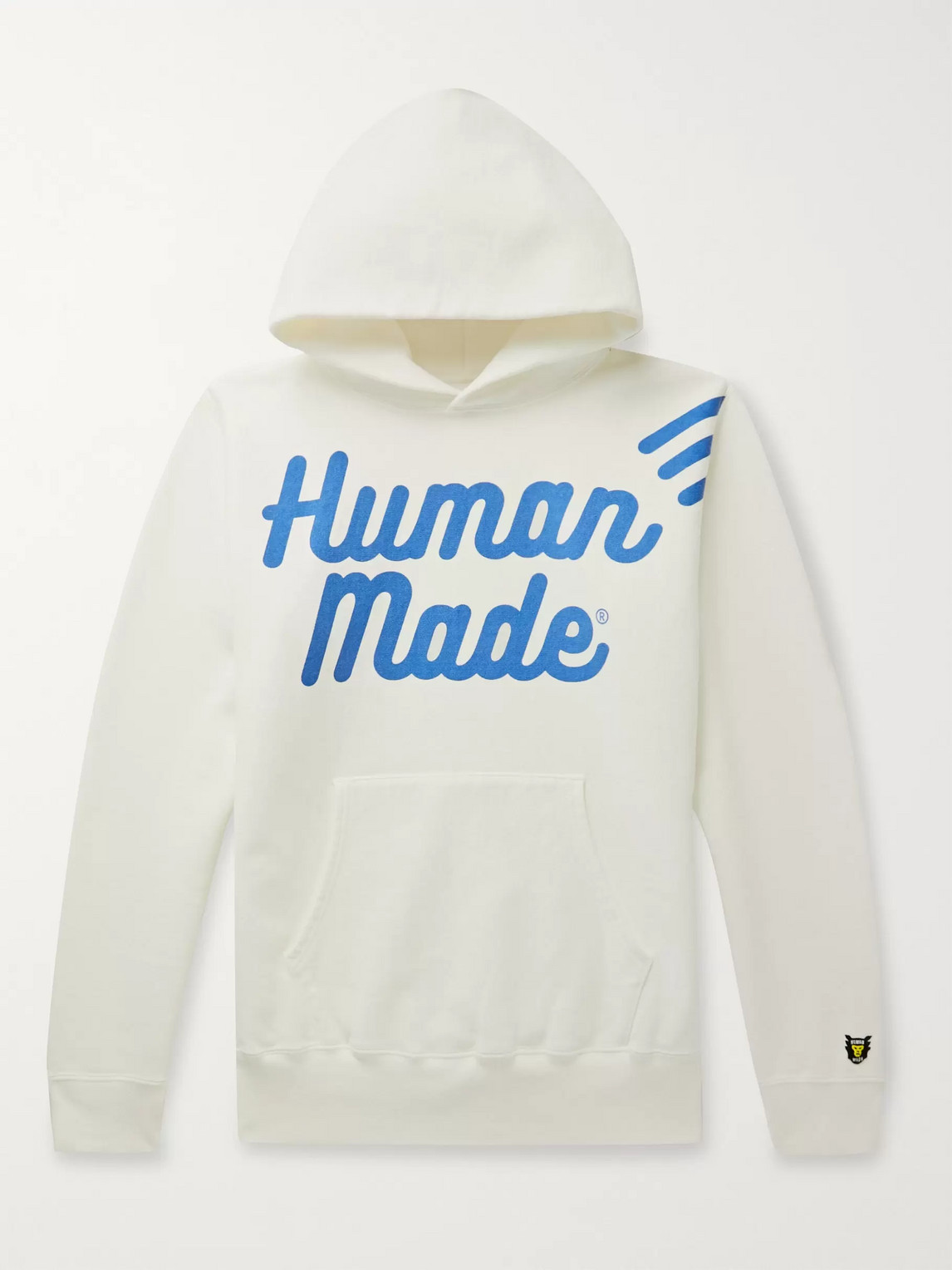 Human Made Pizza Logo-print Fleece-back Cotton-jersey Hoodie In White