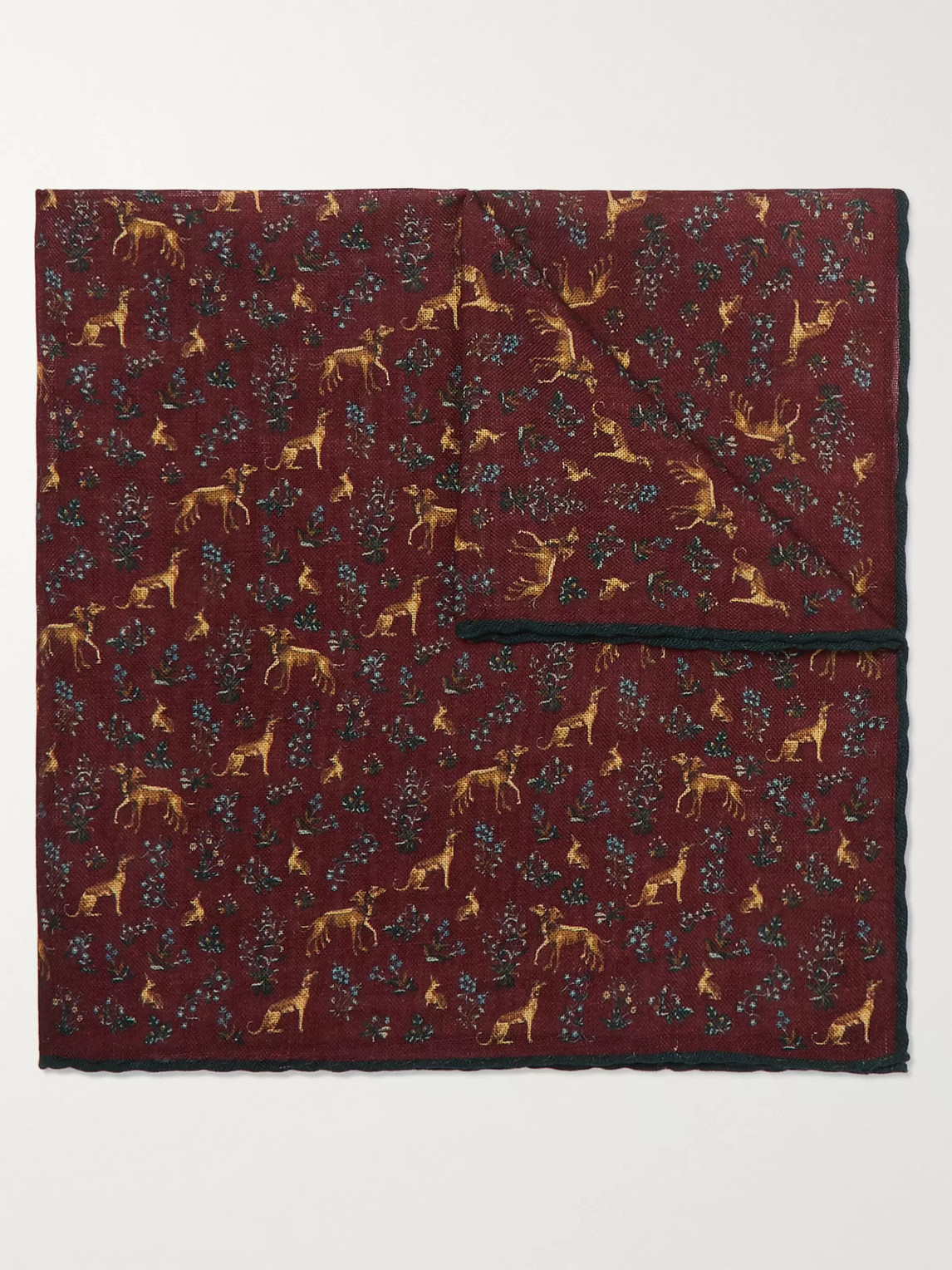 Aimé Leon Dore Drake's Printed Wool And Silk-blend Pocket Square In Burgundy