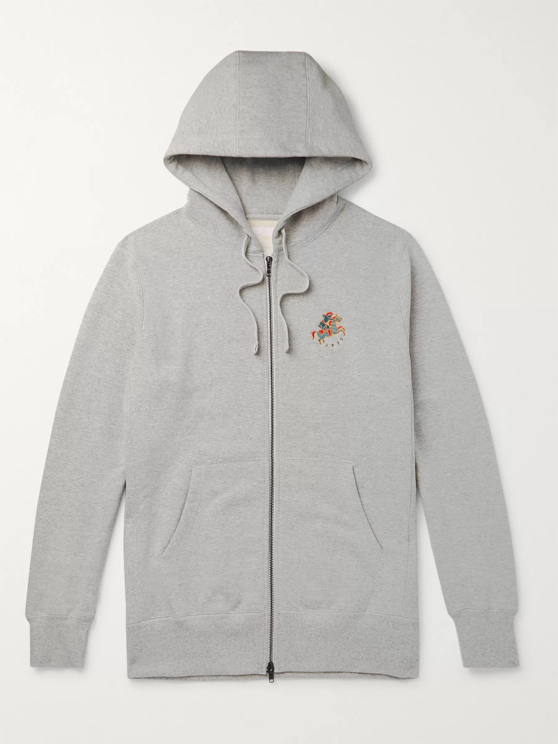 Aimé Leon Dore Drake's Logo-embroidered Loopback Cotton-jersey Zip-up Hoodie In Gray