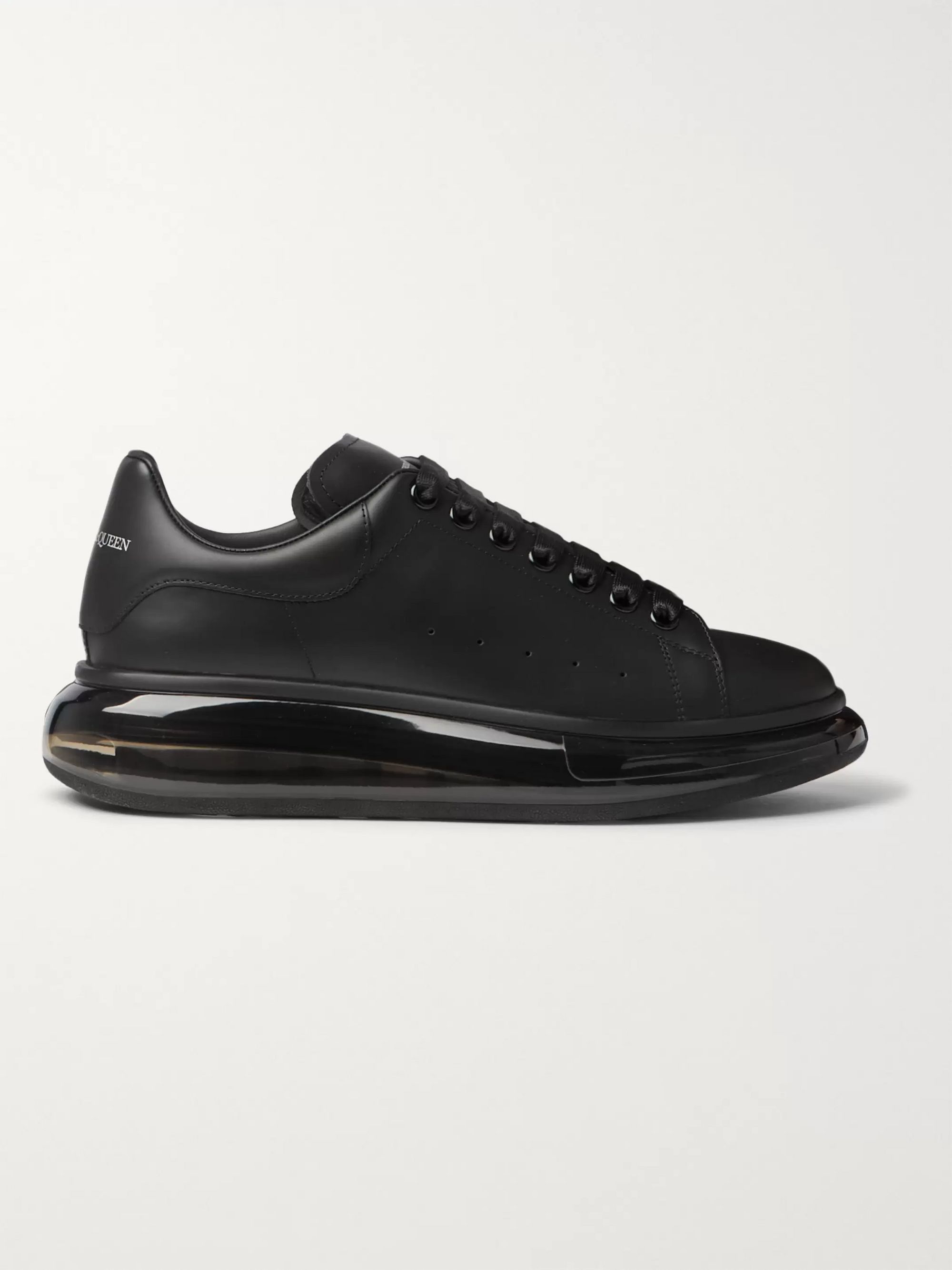 Black Exaggerated-Sole Leather Sneakers 