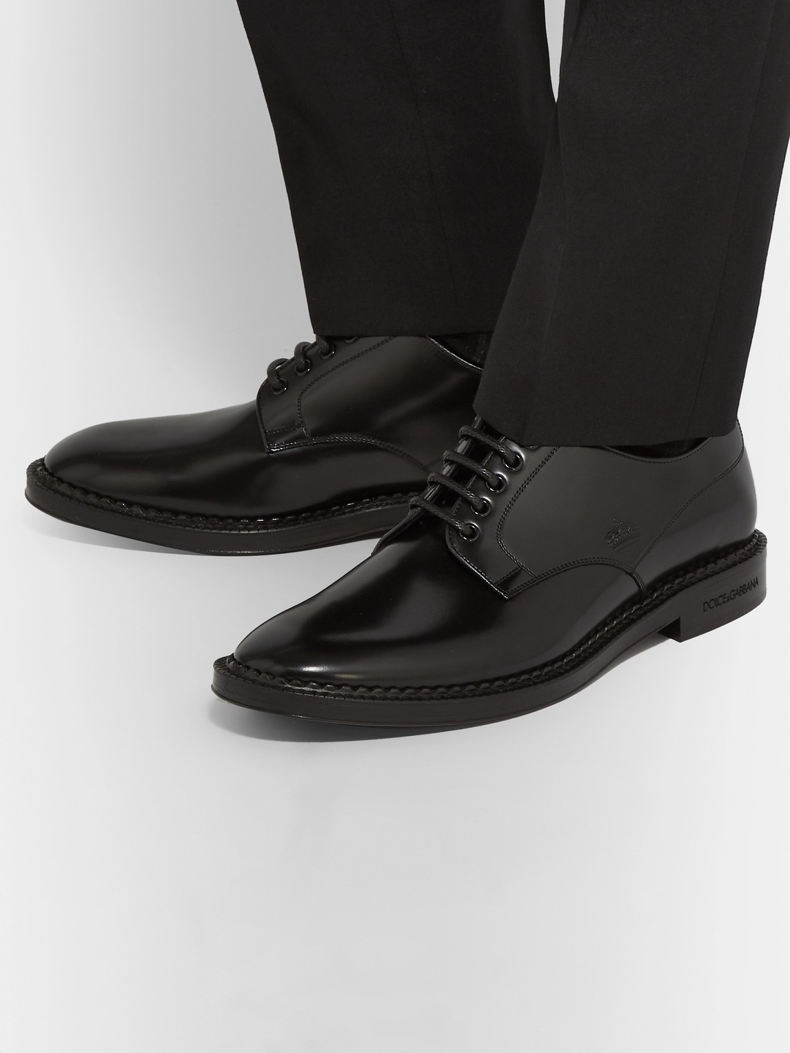 DOLCE & GABBANA EMBOSSED LEATHER DERBY SHOES