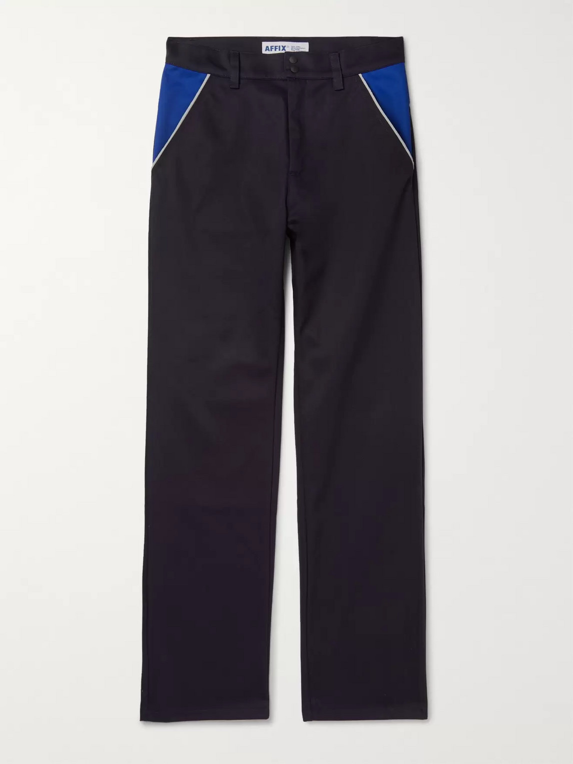 Affix Reflective-trimmed Colour-block Twill Trousers In Blue