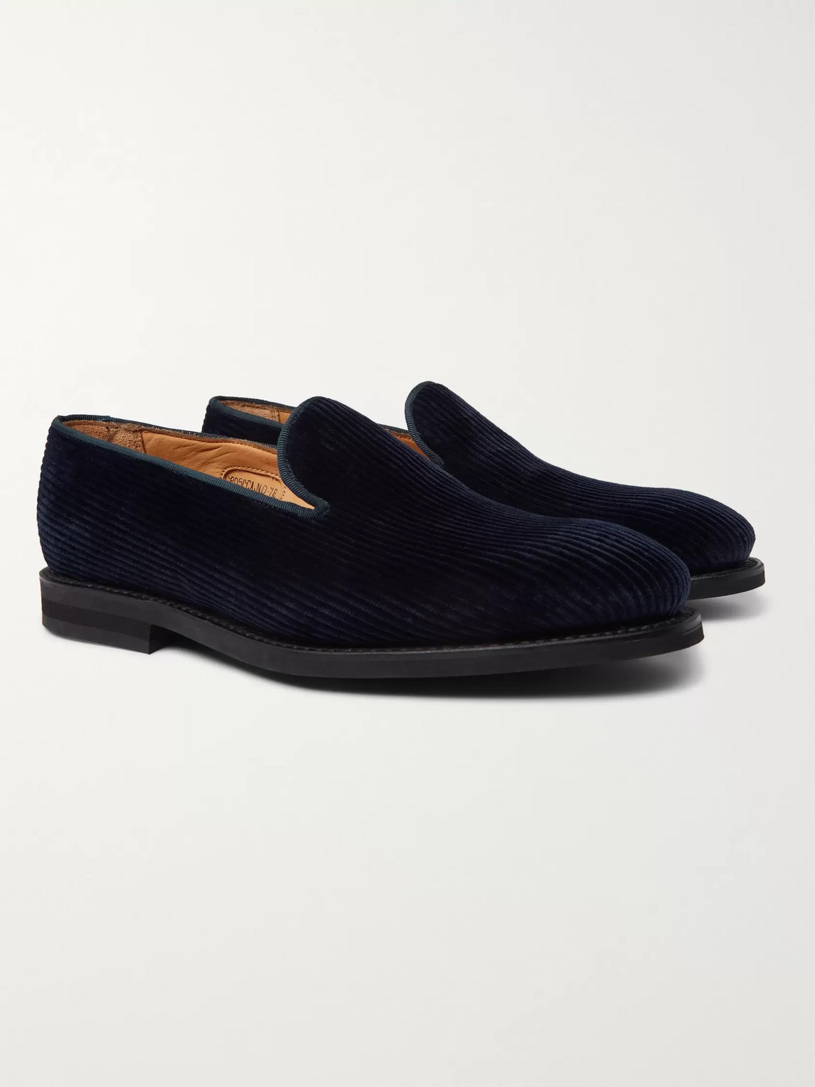 George Cleverley Positano Cotton-corduroy Loafers In Blue