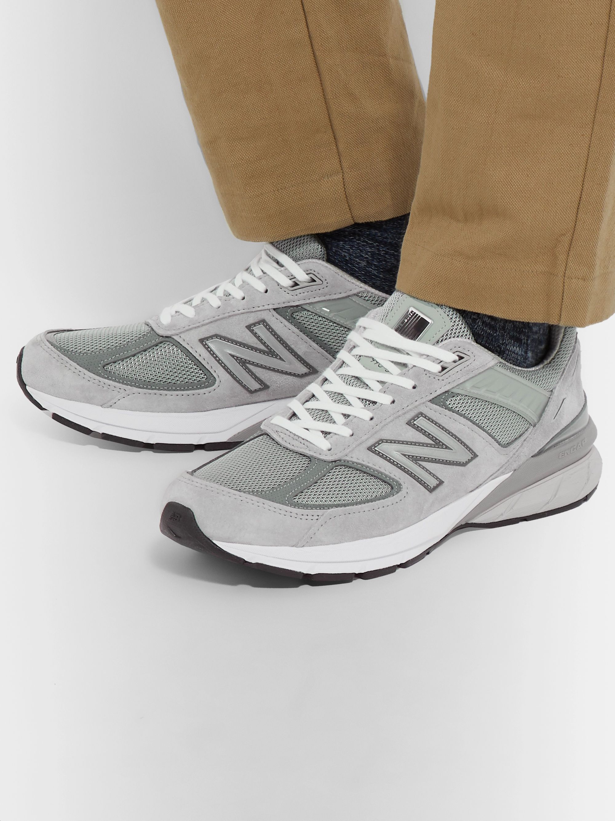 Gray M990v5 Suede and Mesh Sneakers | NEW BALANCE | MR PORTER