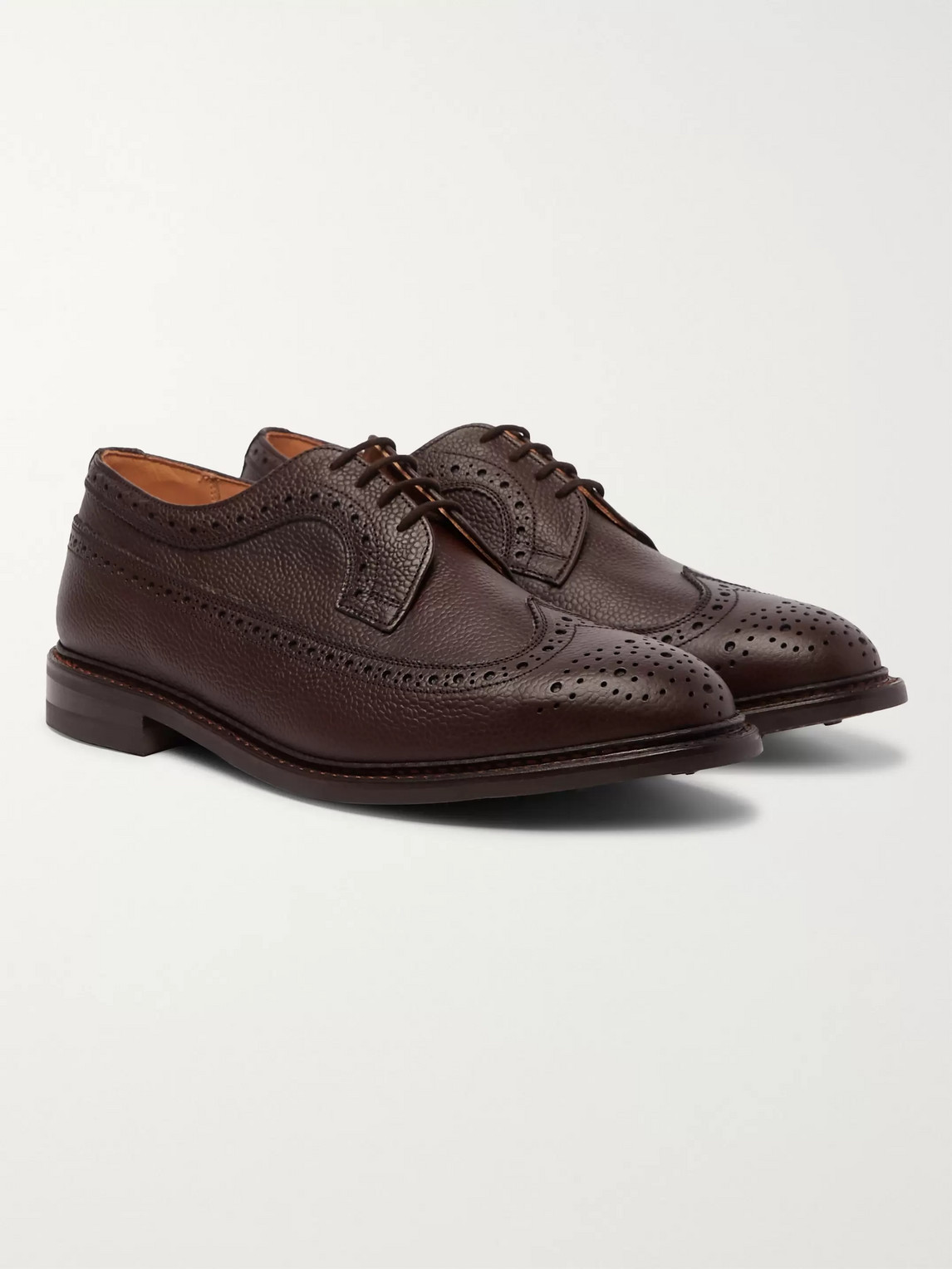 Tricker's Fulton Olivvia Pebble-grain Leather Longwing Brogues In Brown