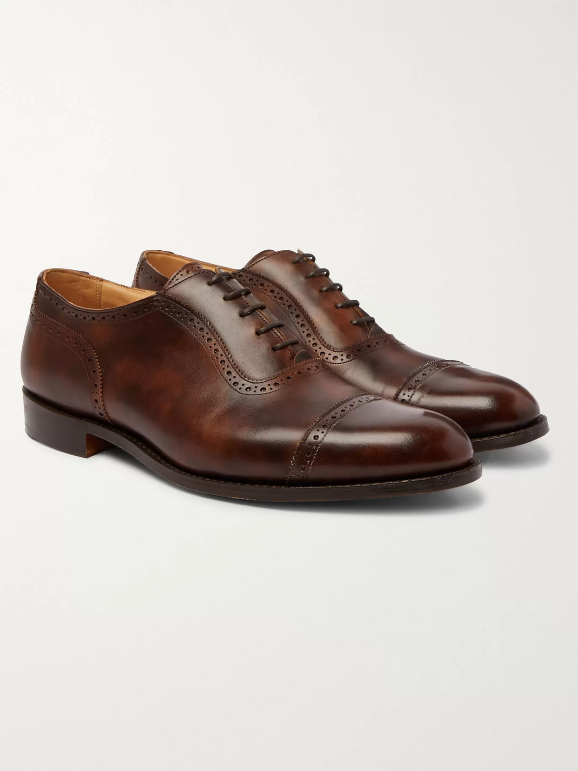 Tricker's Trenton Cap-toe Leather Oxford Brogues In Brown