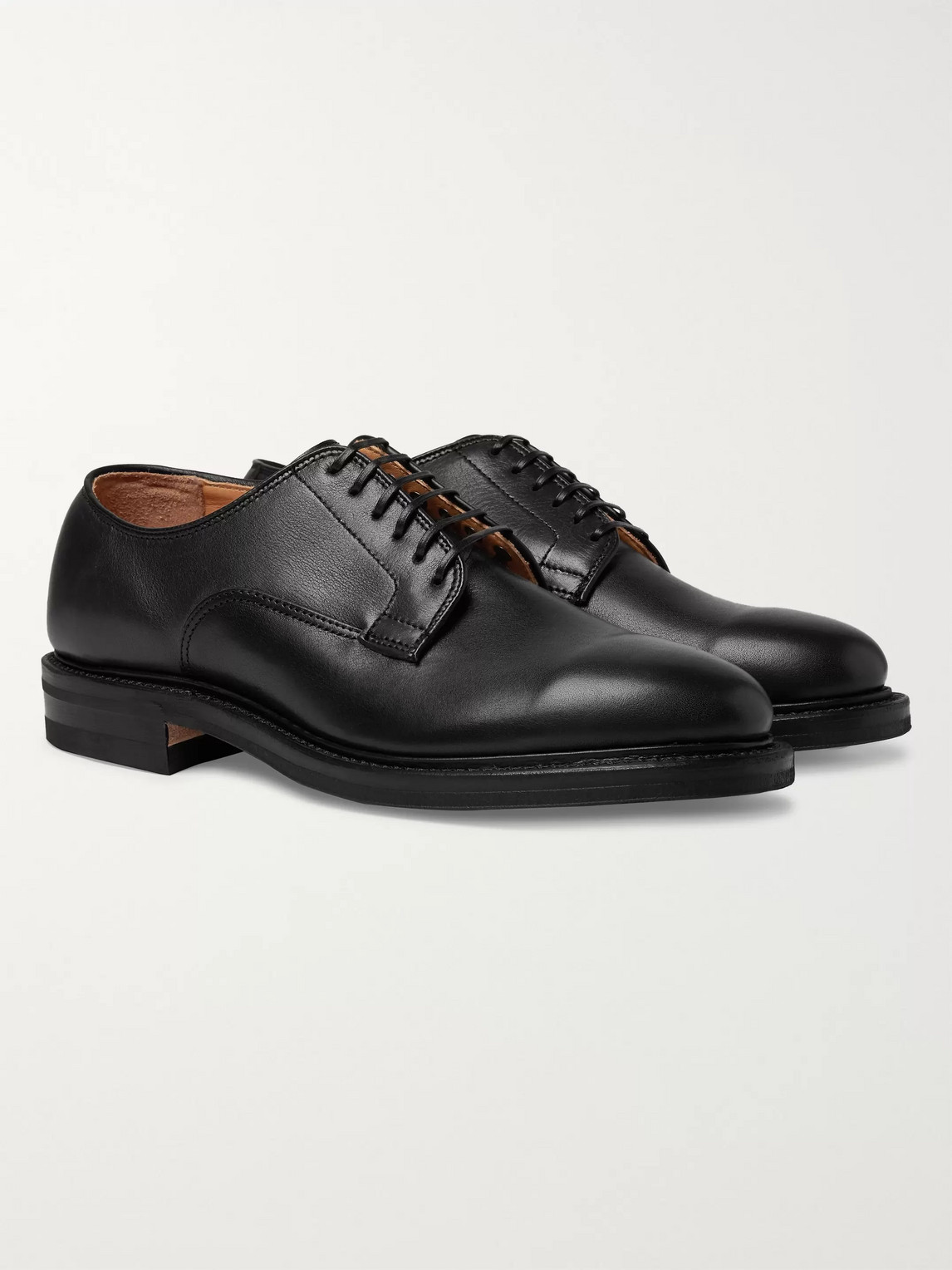 Viberg Leather Derby Shoes In Black