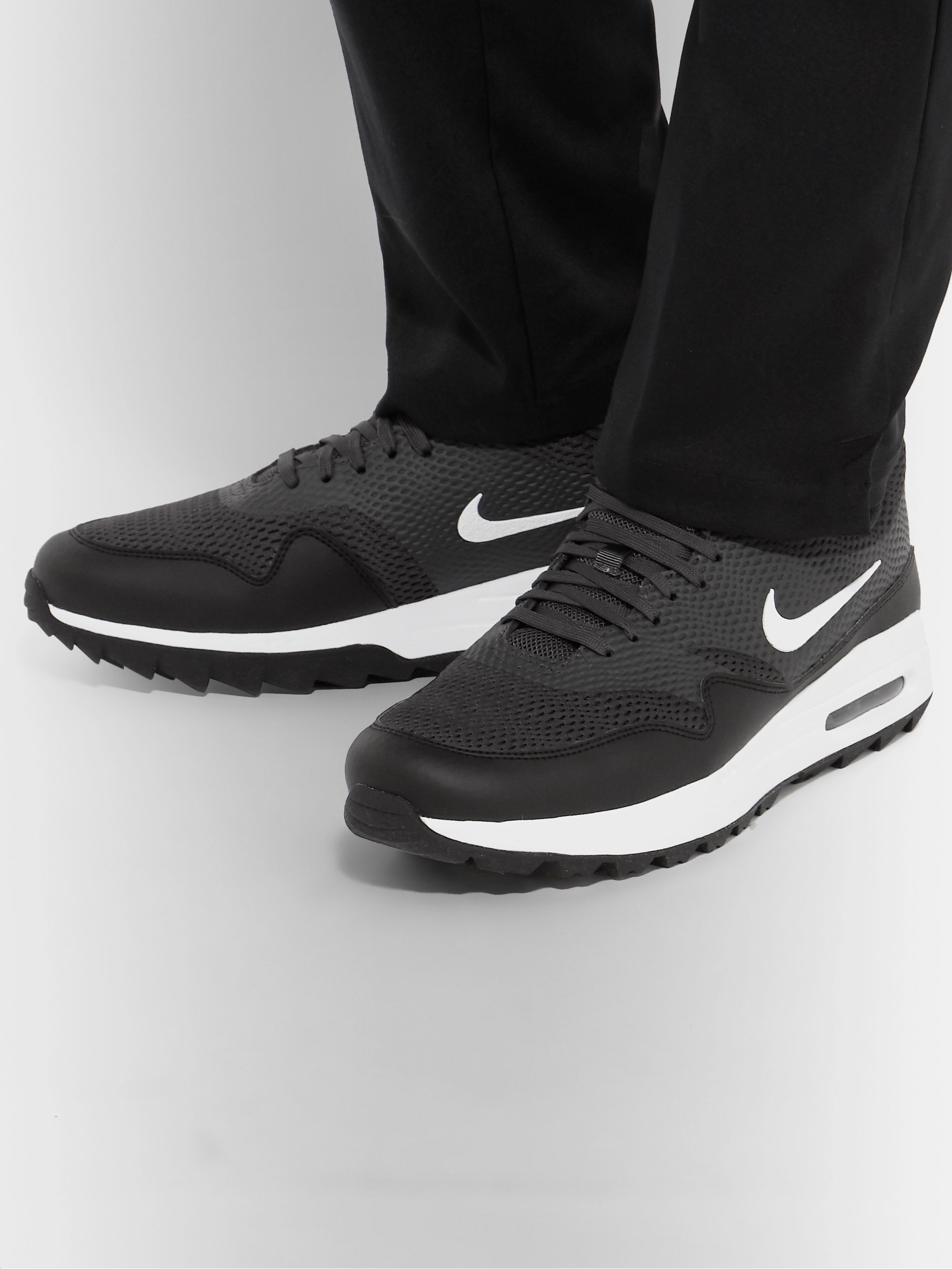 Black Air Max 1G Faux Leather-Trimmed 