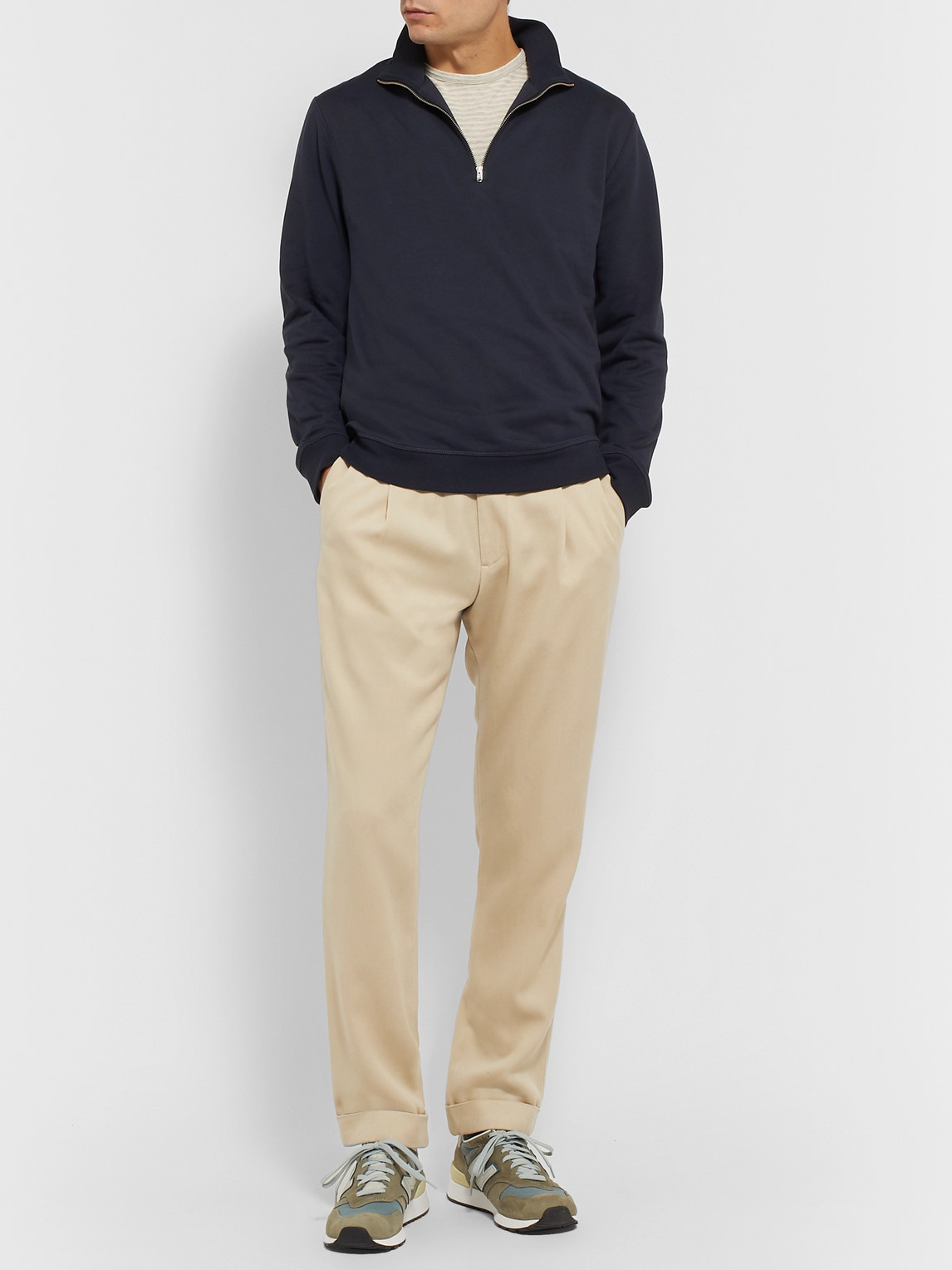 Norse Projects Fjord Loopback Cotton And Coolmax-blend Jersey Half-zip Sweatshirt In Blue