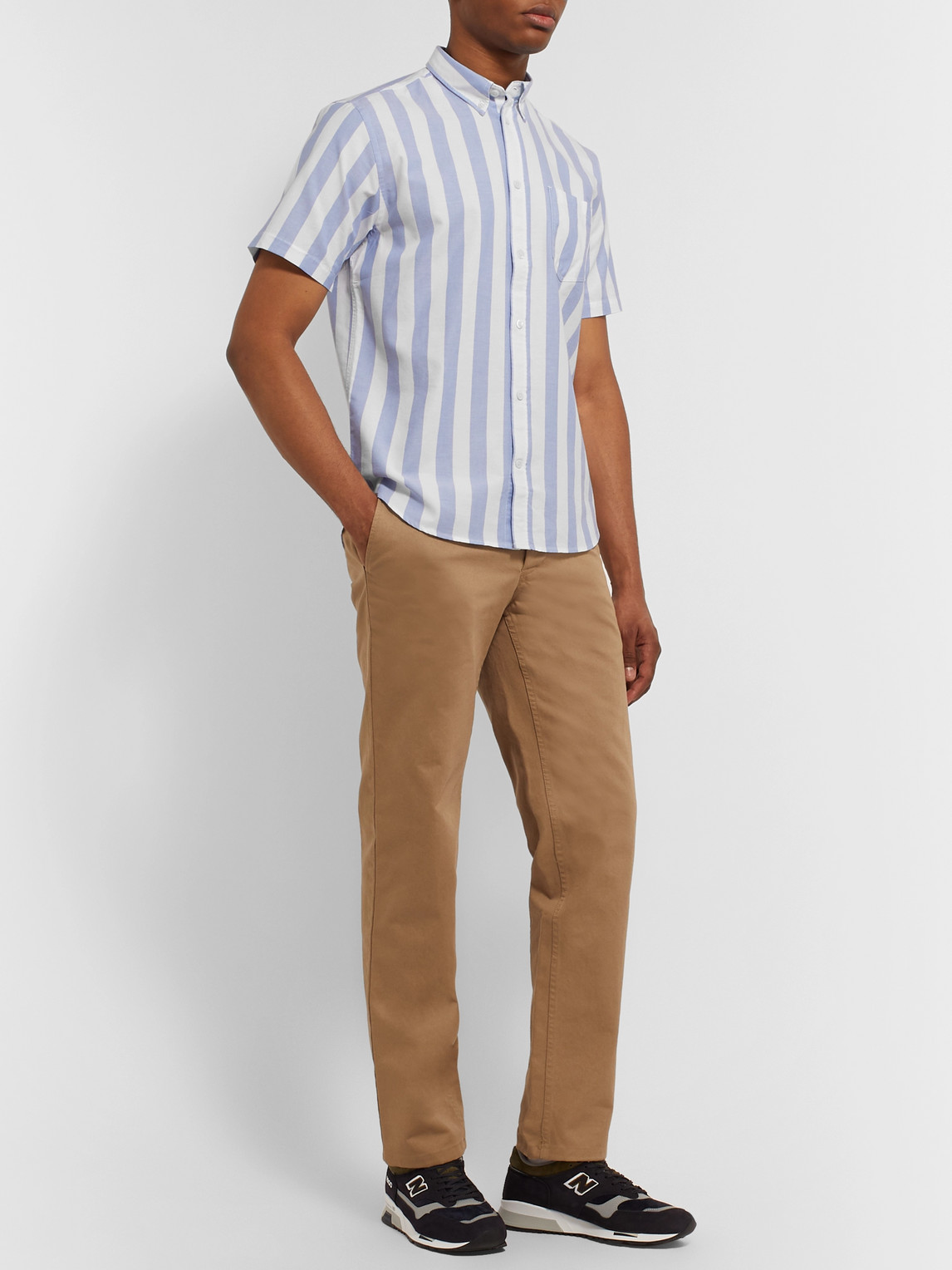 Norse Projects Theo Buttton-down Collar Striped Cotton Oxford Shirt In Blue