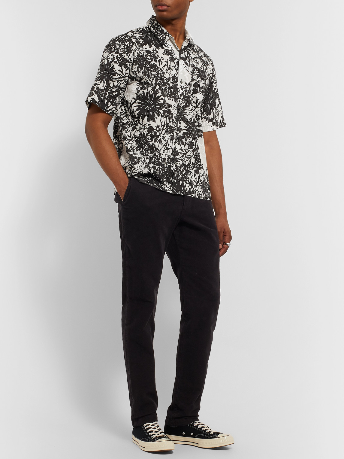 Norse Projects Carsten Floral-print Cotton Shirt In Gray