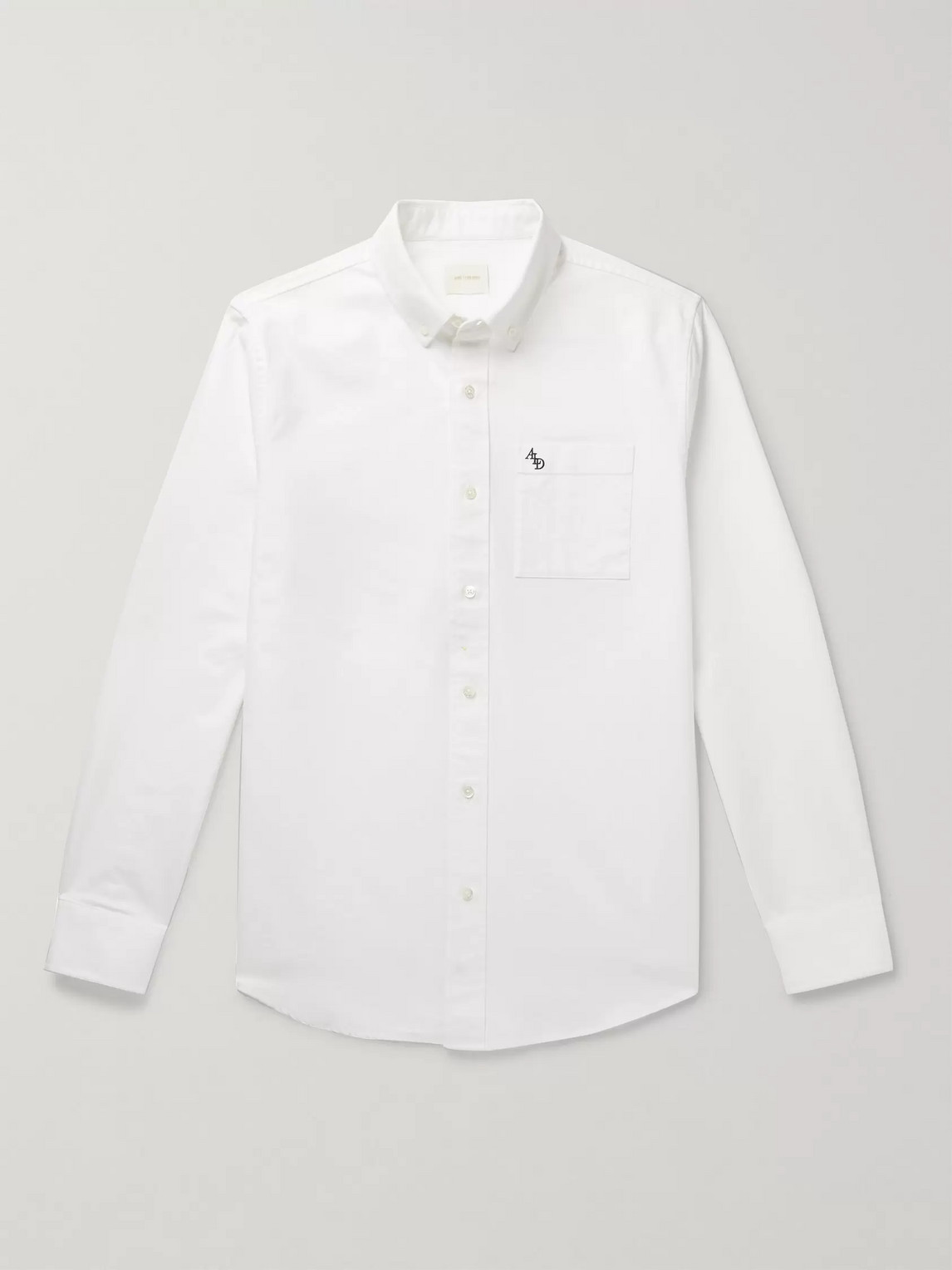 Aimé Leon Dore Button-down Collar Logo-embroidered Cotton Oxford Shirt In White
