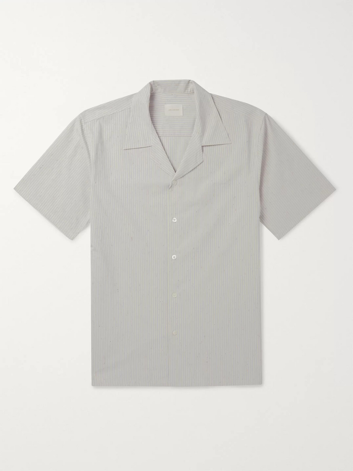 Aimé Leon Dore Camp-collar Striped Speckled Cotton-poplin Shirt In White