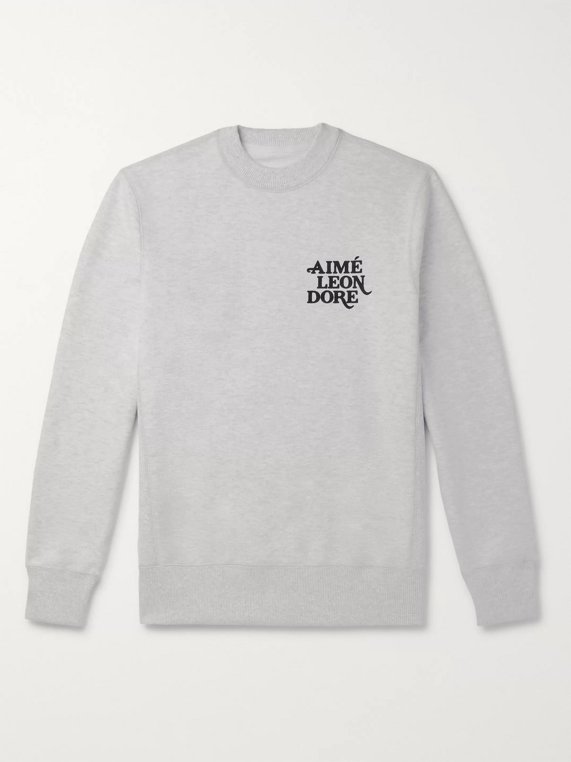 Aimé Leon Dore Logo-flocked Loopback Cotton-jersey Sweatshirt In Gray