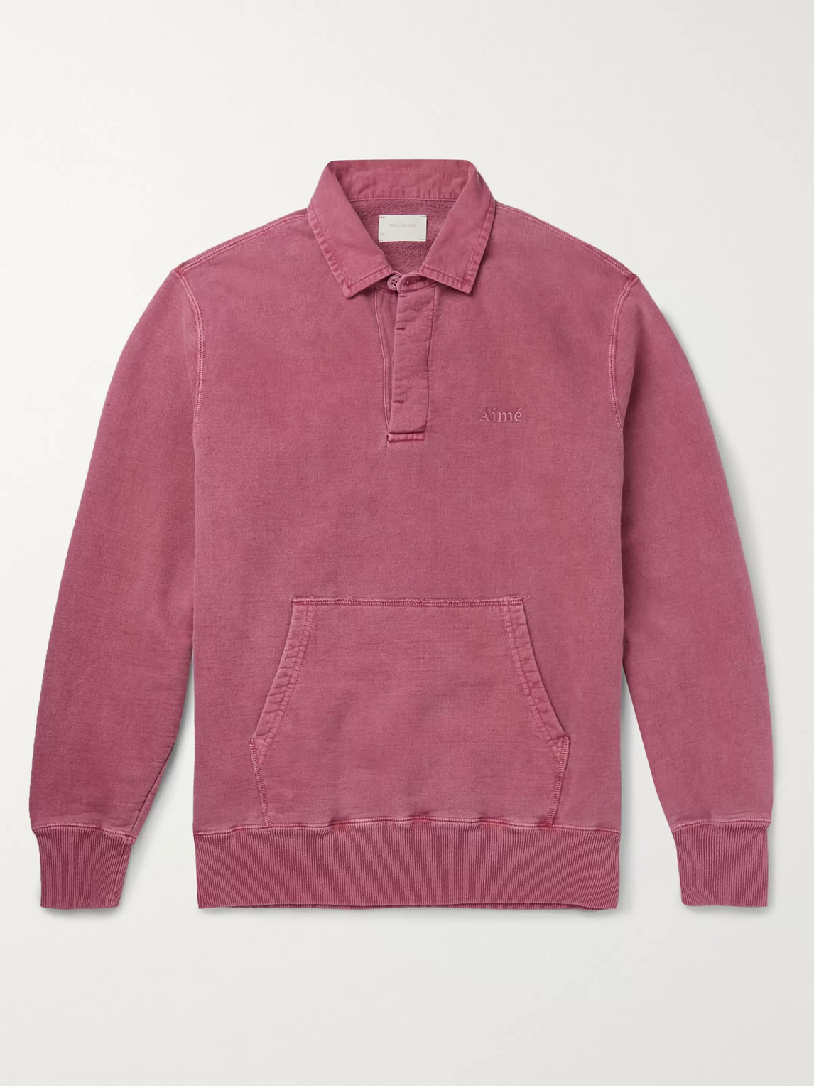 Aimé Leon Dore Pigment-dyed Embroidered Fleece-back Cotton-jersey Sweatshirt In Pink
