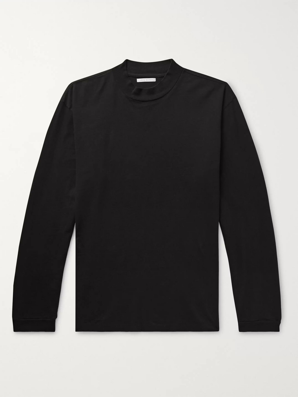 John Elliott Mock-neck Cotton-jersey T-shirt In Black